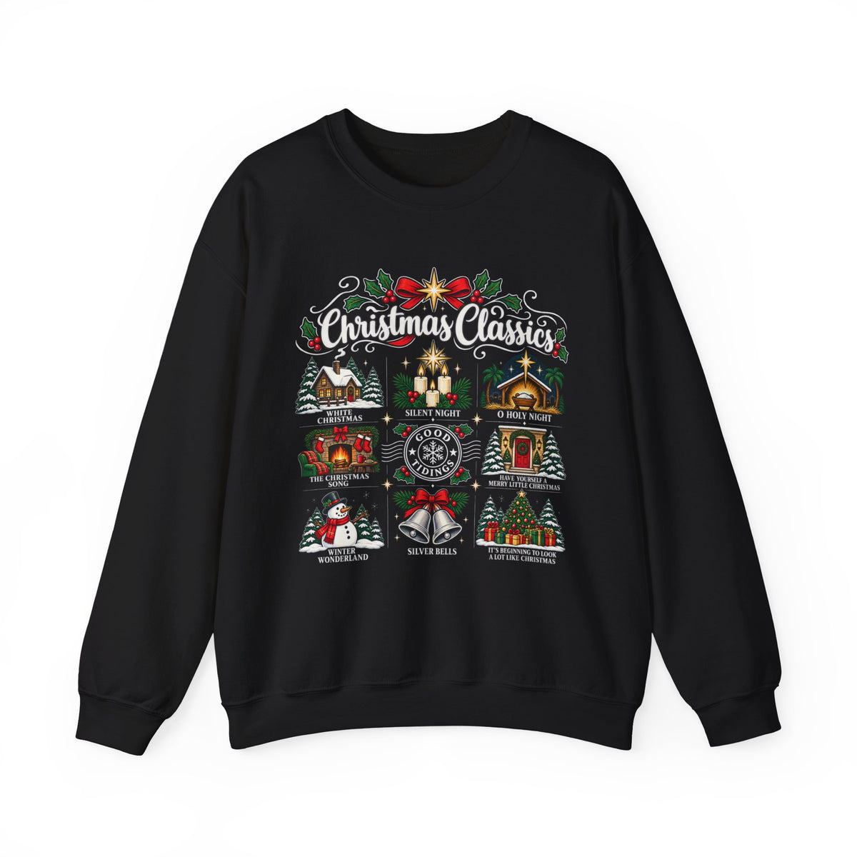 Christmas Classics Sweatshirt - Christmas Song Sweater - Silent Night O Holy Night - Cozy Nostalgic Christmas Music Gift