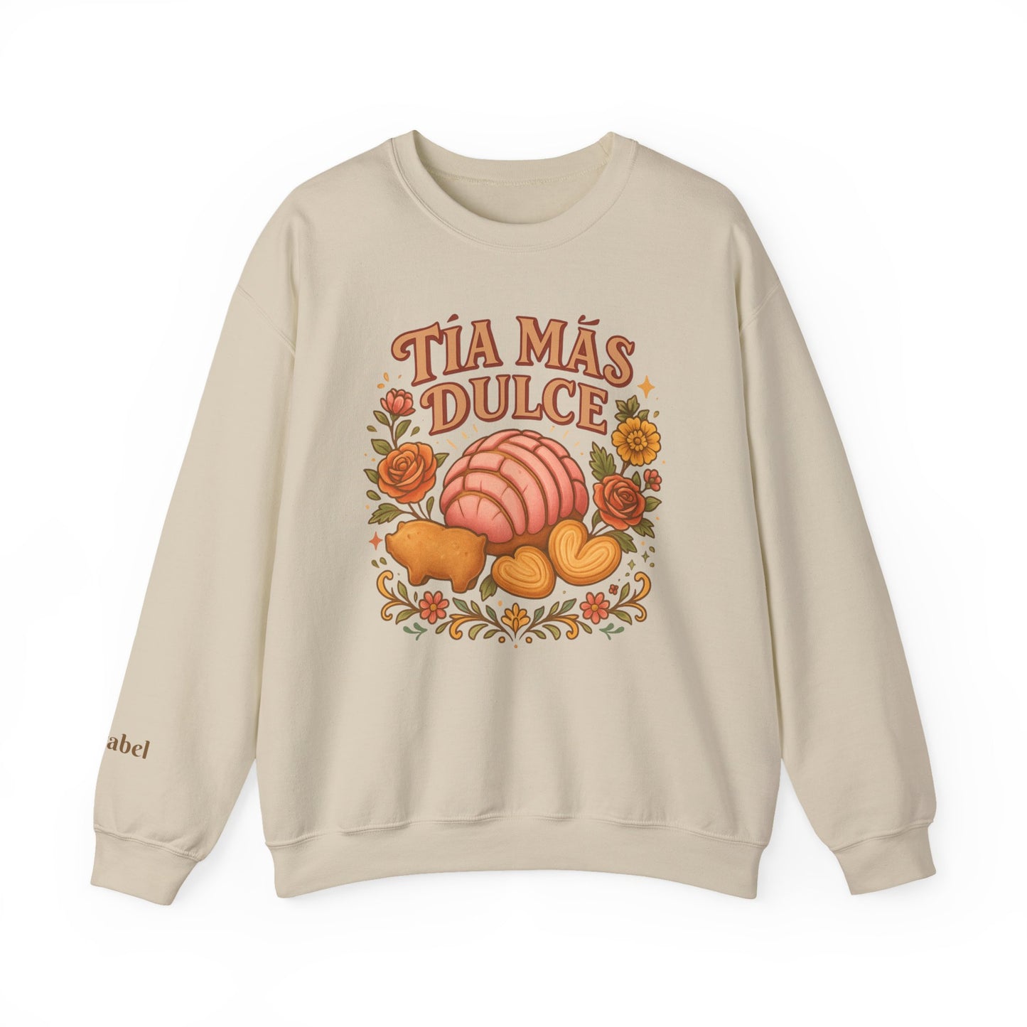 Tía Más Dulce Crewneck Sweatshirt | Concha and Pan Dulce Illustration | Customized Tia Sweater