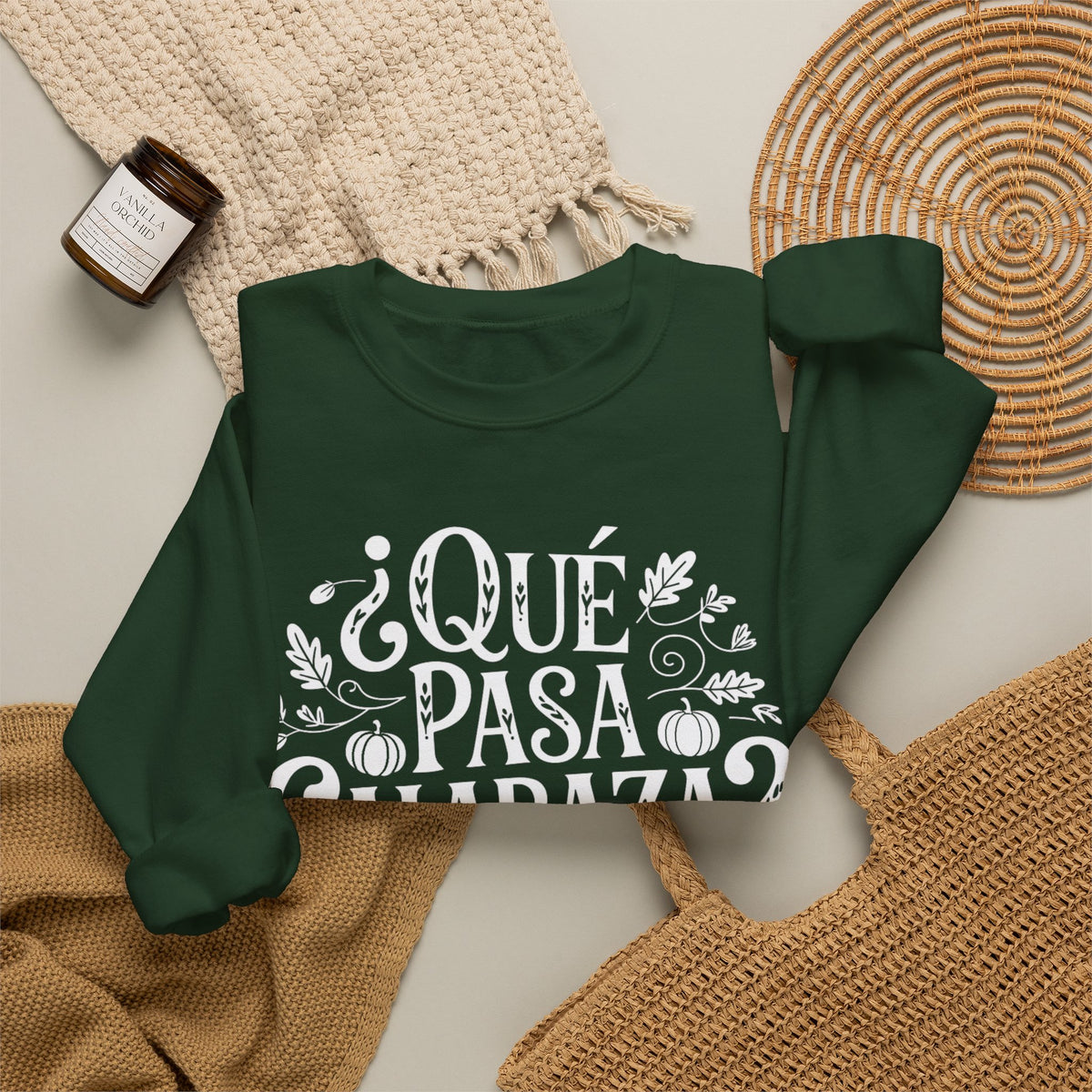 Que Pasa Calabaza Sweatshirt - Funny Hispanic Saying Gift - Latino Culture Bilingual Apparel - Pumpkin Spanish Shirt