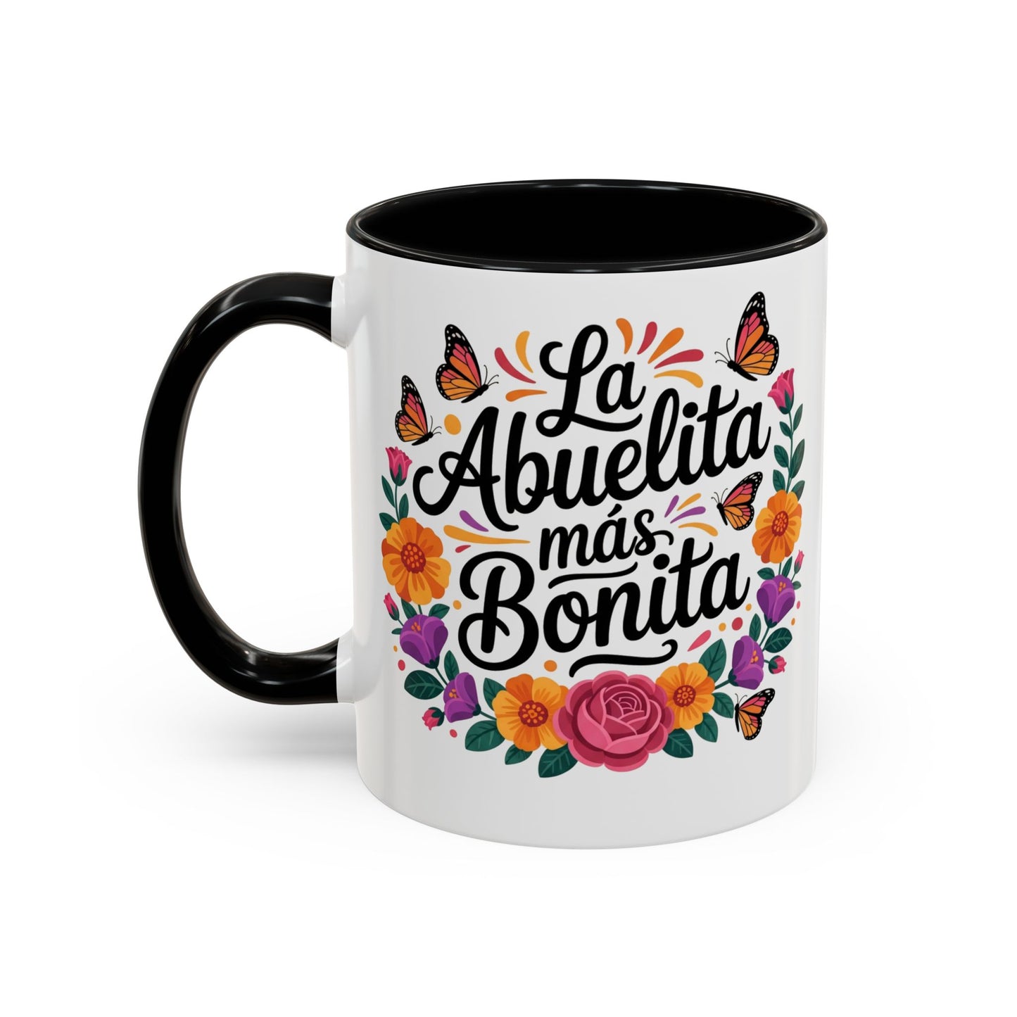 La Abuelita Mas Bonita Mug Butterfly Floral | Abuelita Gift Coffee Cup | Monarch Grandma Mug | Latina Grandmother Gift | Spanish Gift Her