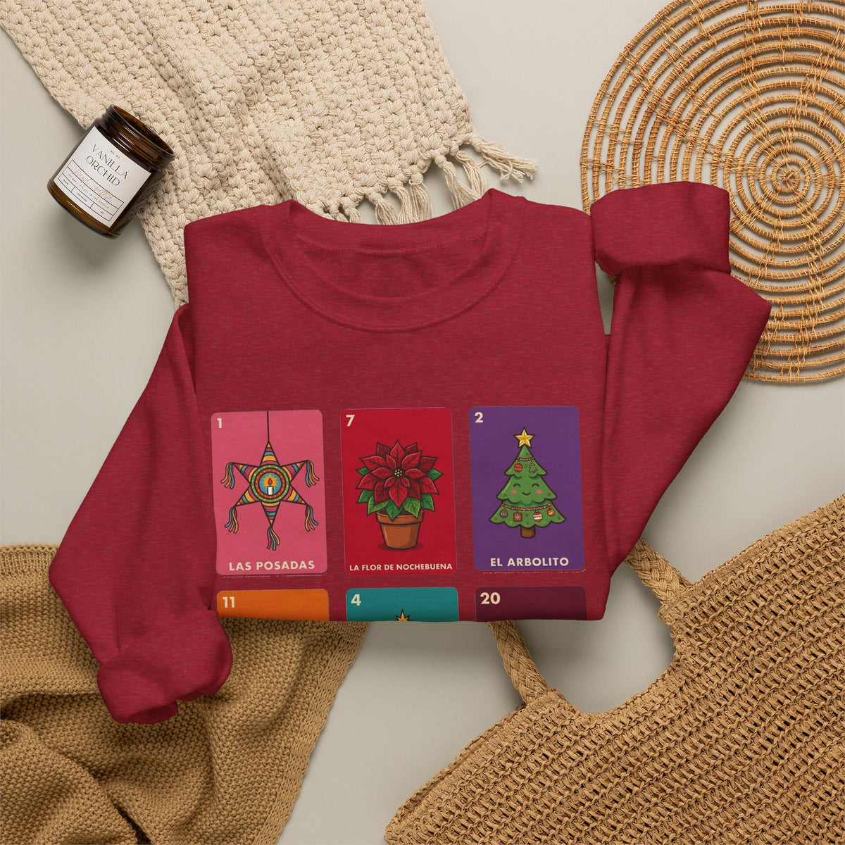 Loteria Navidad Sweatshirt - Mexican Christmas Loteria Sweater - Navidad Mexicana Posadas Tamales Ponche Crewneck