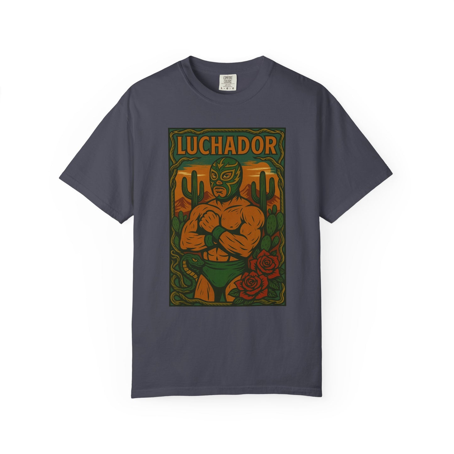 Desert Luchador T-Shirt, Mexican Wrestling Tee, Lucha Libre Plant Shirt, Unisex Top, Cinco de Mayo Gift, Festival Apparel