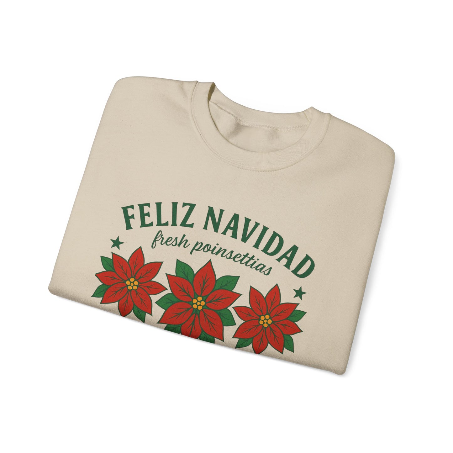 Noche Buena Poinsettia Crewneck Sweater | Feliz Navidad Latino Sweater Gift