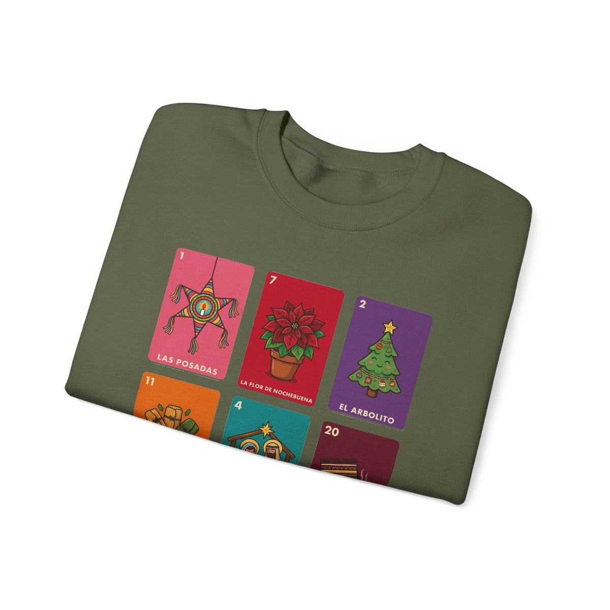 Loteria Navidad Sweatshirt - Mexican Christmas Loteria Sweater - Navidad Mexicana Posadas Tamales Ponche Crewneck
