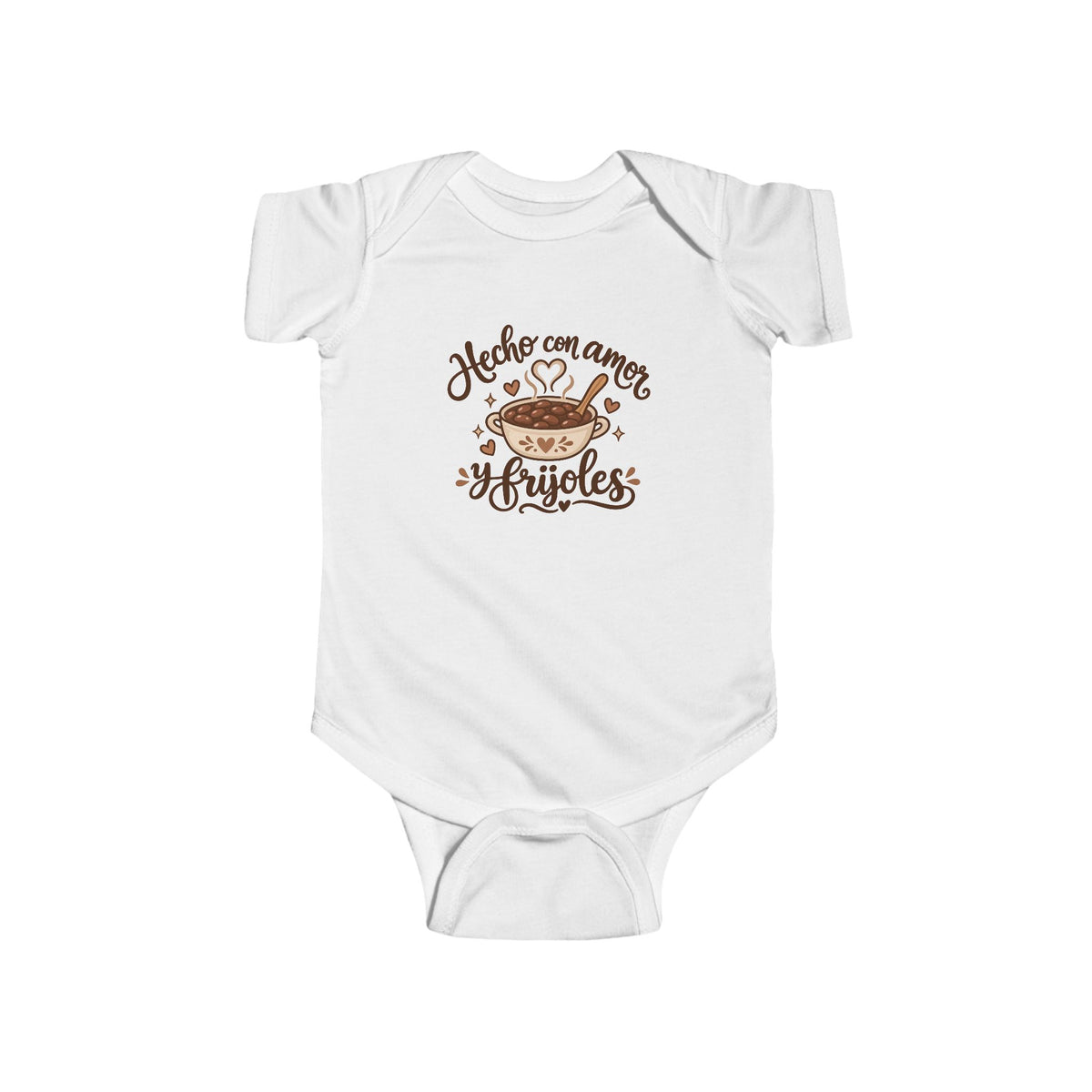 Hecho con Amor y Frijoles Onesie - Mexican Baby Bodysuit - Funny Latino Baby Shower Gift - Frijoles Infant One Piece