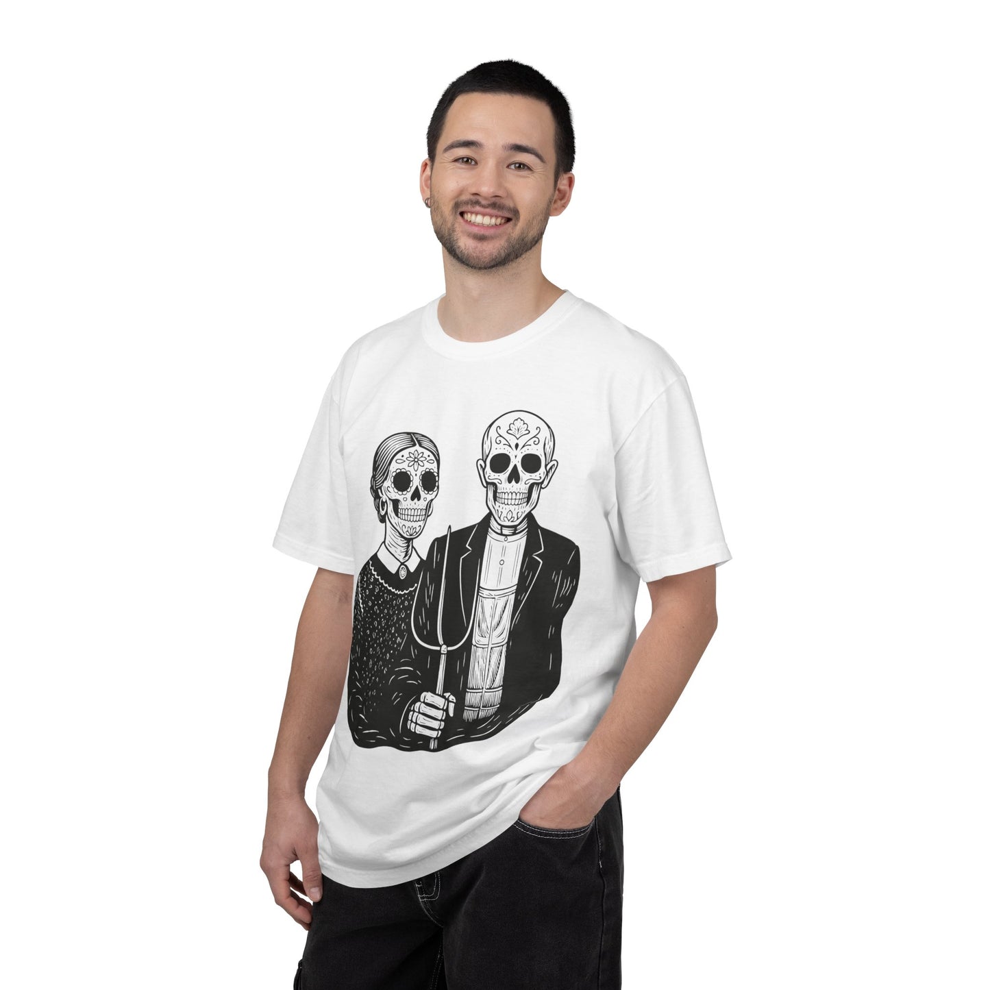Somos De la Tierra | Dia De los Muertos Fine Art Shirt, Eskeletos  American Gothic Remix, Latina owned business support,