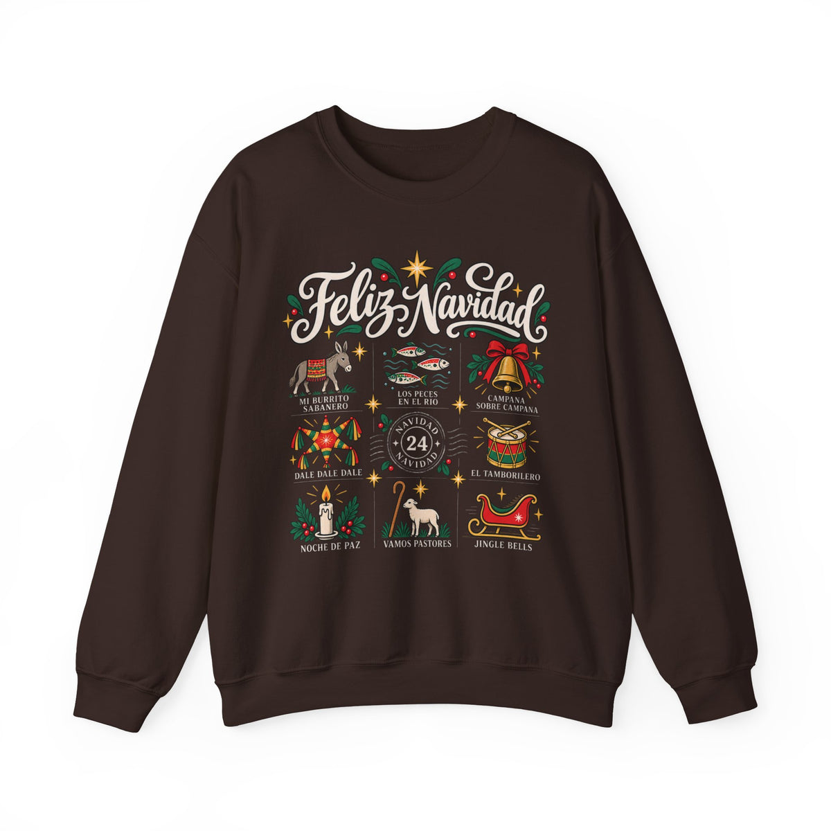 Camisa Navidad Villancicos Sweatshirt - Feliz Navidad Mexican Christmas Sweater - Mi Burrito Sabanero Los Peces en el Rio