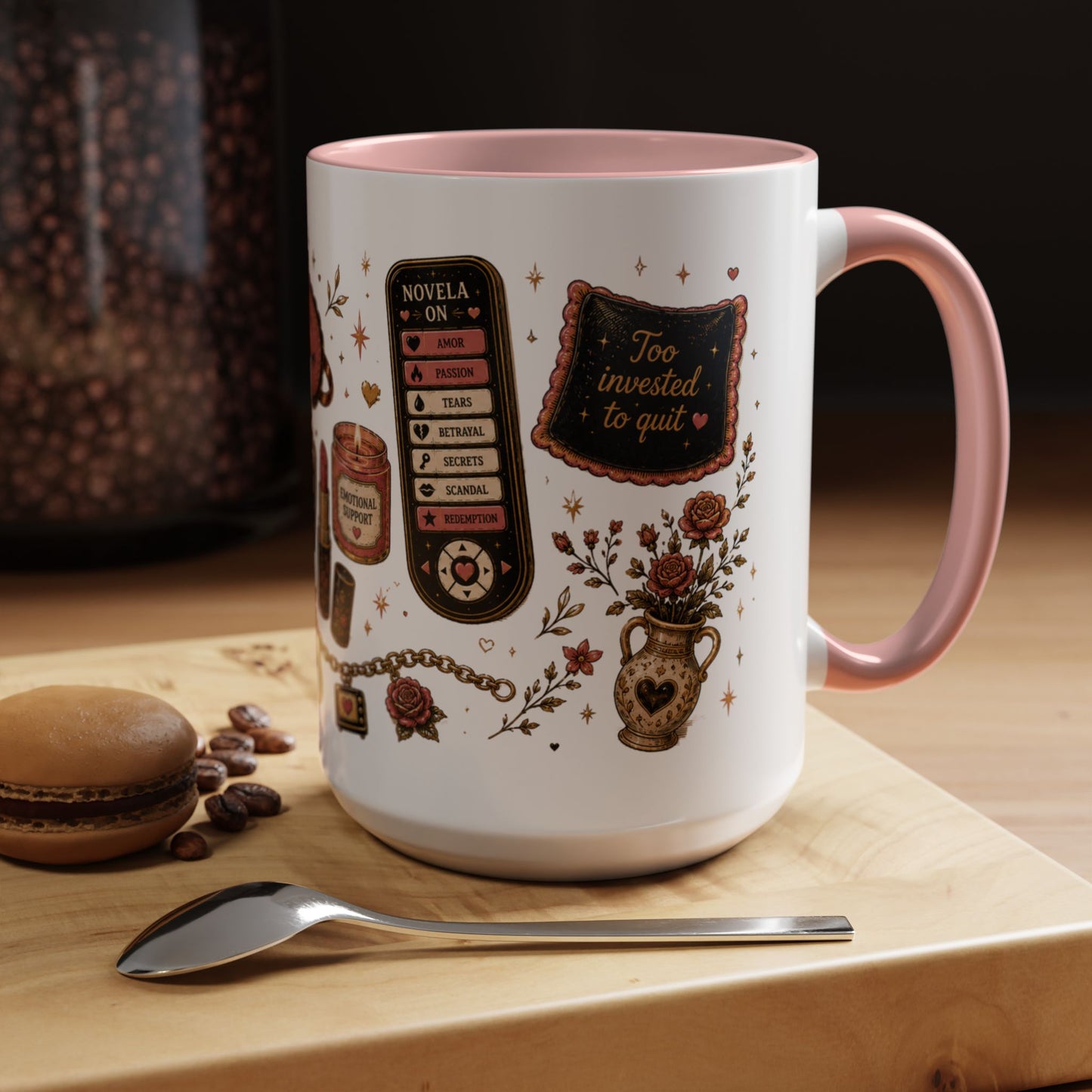 Novela Comadre Mug - Latina Gift for Coffee Lovers | Regalos para Mujer en Español | Bilingual Chisme Cup