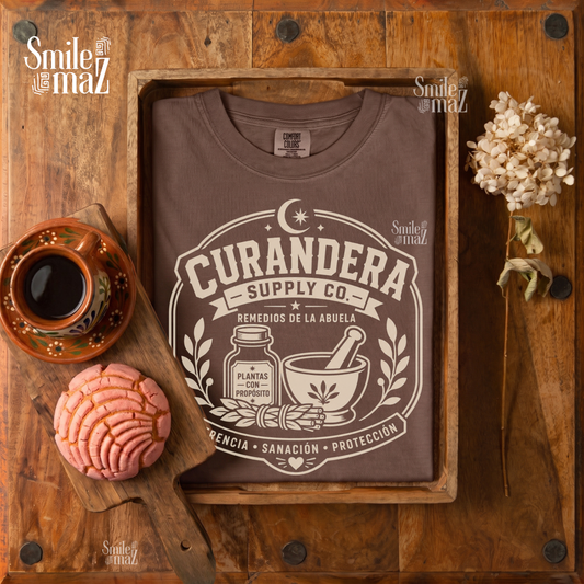 Curandera Supply Co. Tee - Latina Healer Bruja Shirt - Remedios de la Abuela Gift