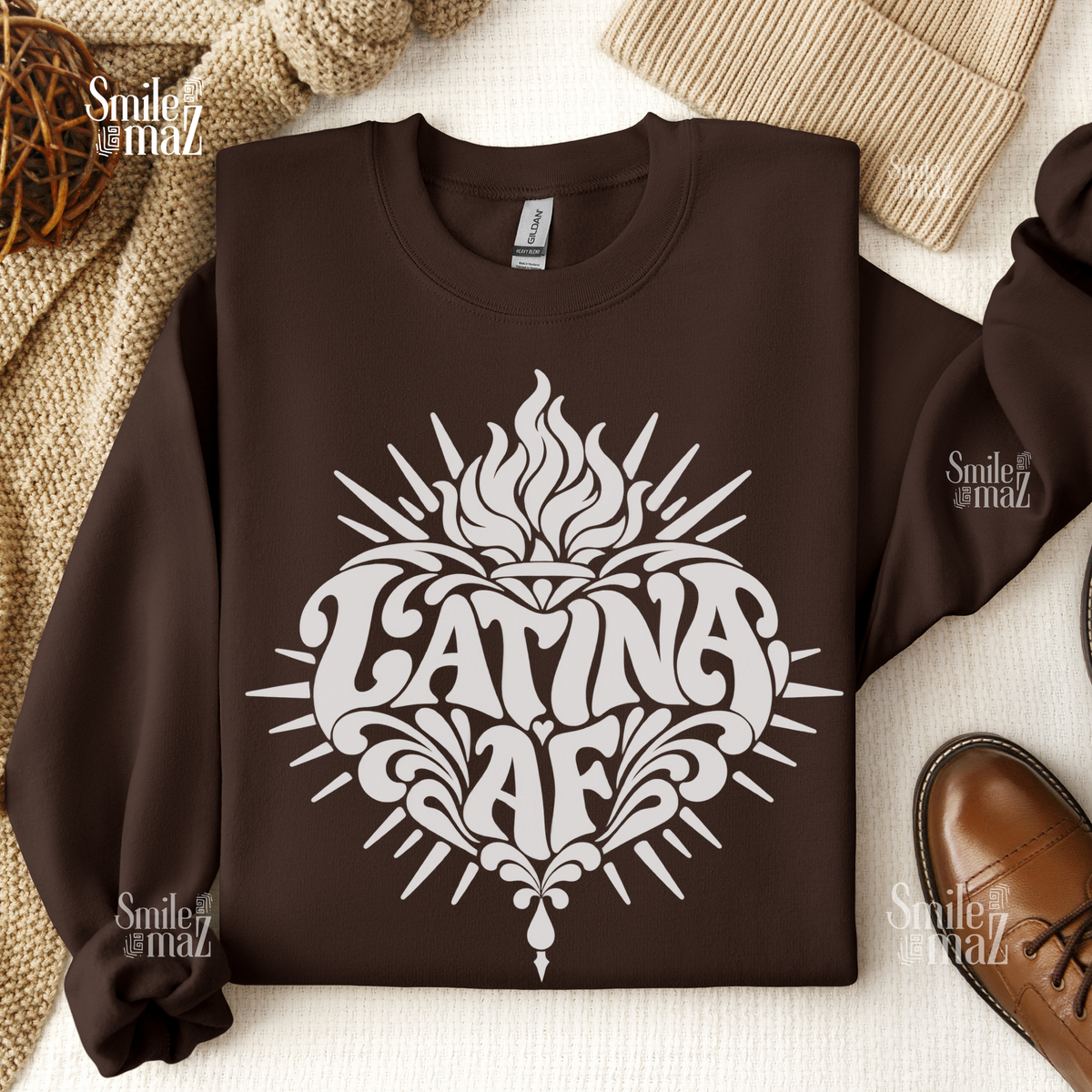 Latina AF Sweatshirt - Funny Latina Pride Sweater - Sacred Heart Empowerment Gift