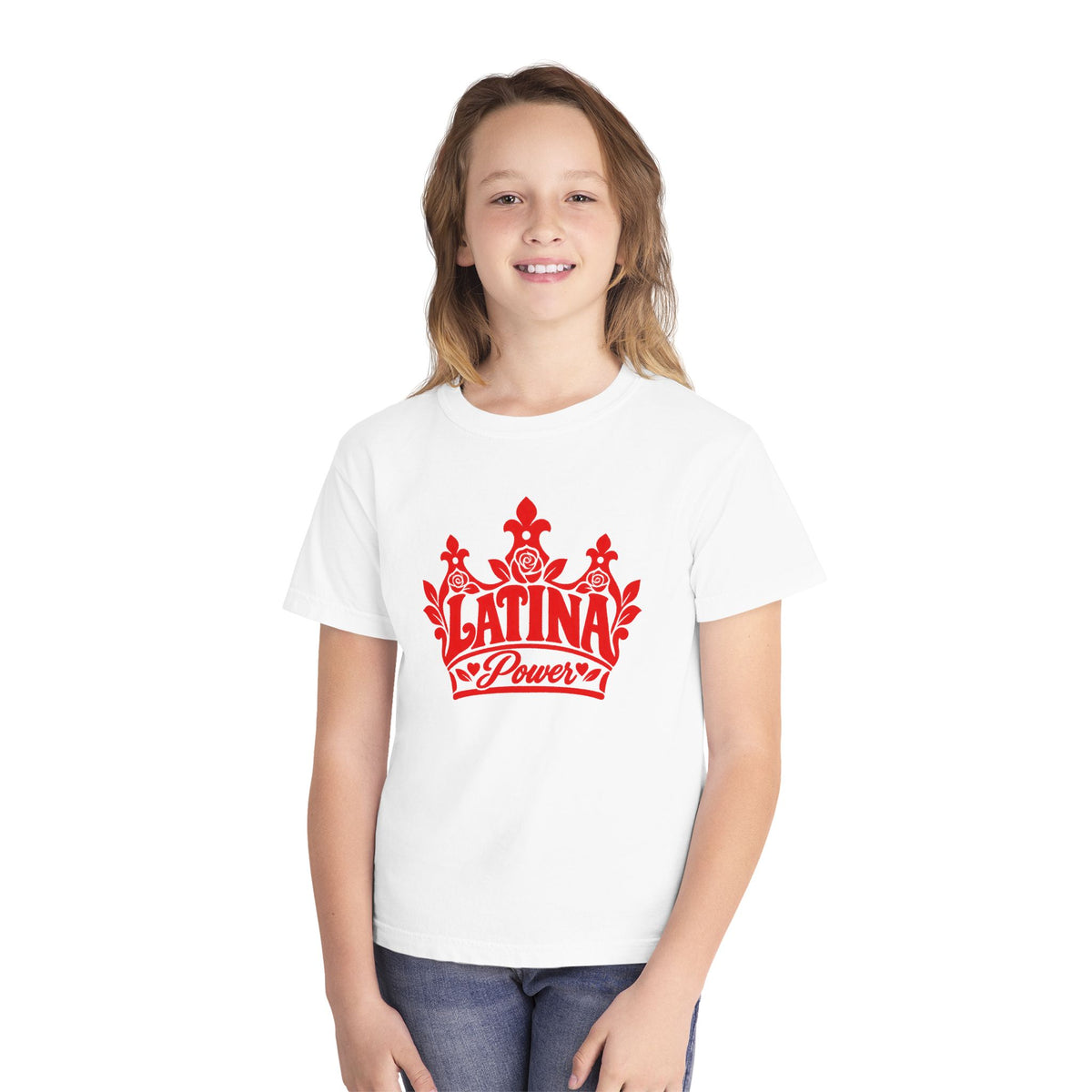 Latina Power Crown Kids Shirt - Youth Mexican Latina Pride Tee - Latina Girl Gift - Reina Corona Spanish Kids Shirt