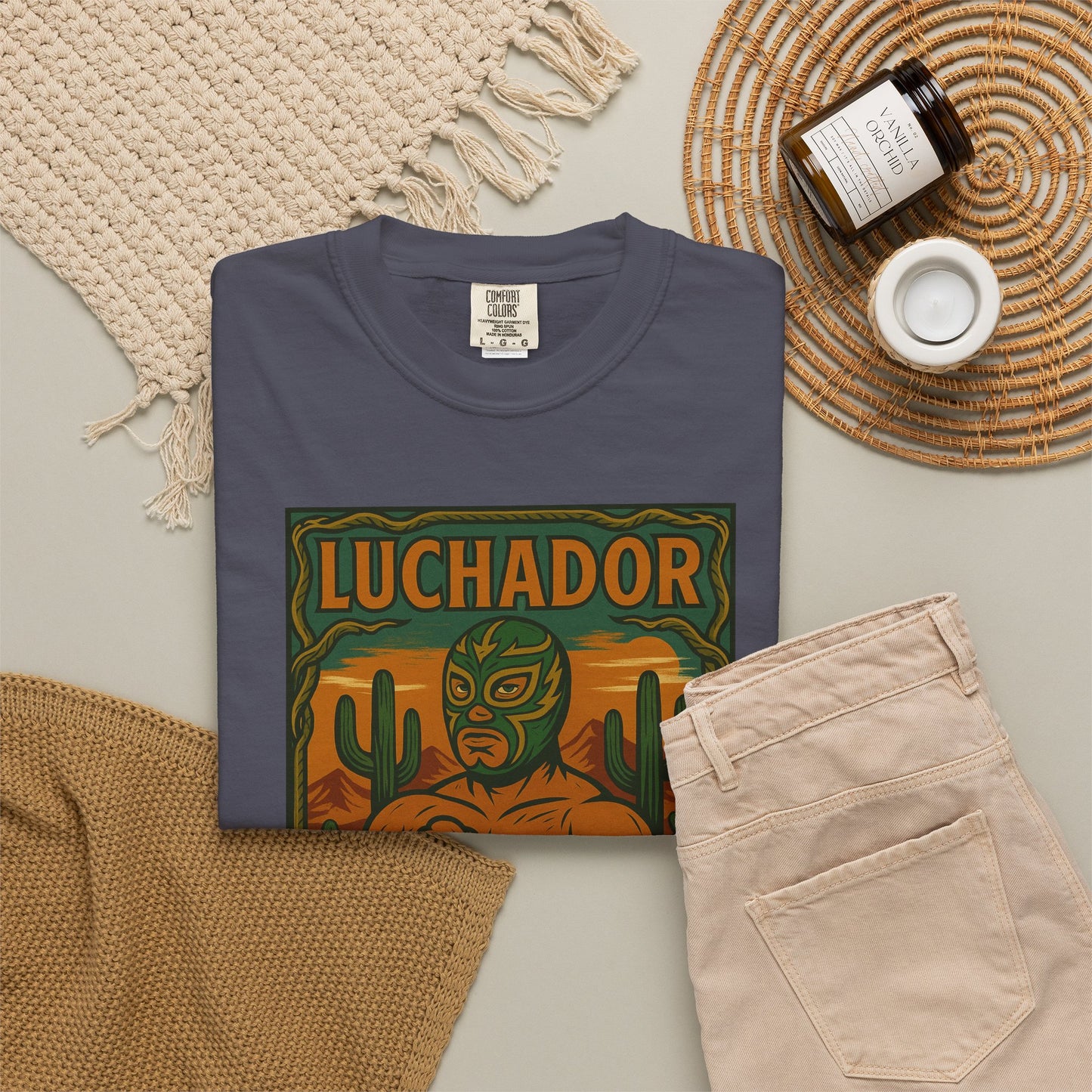 Desert Luchador T-Shirt, Mexican Wrestling Tee, Lucha Libre Plant Shirt, Unisex Top, Cinco de Mayo Gift, Festival Apparel