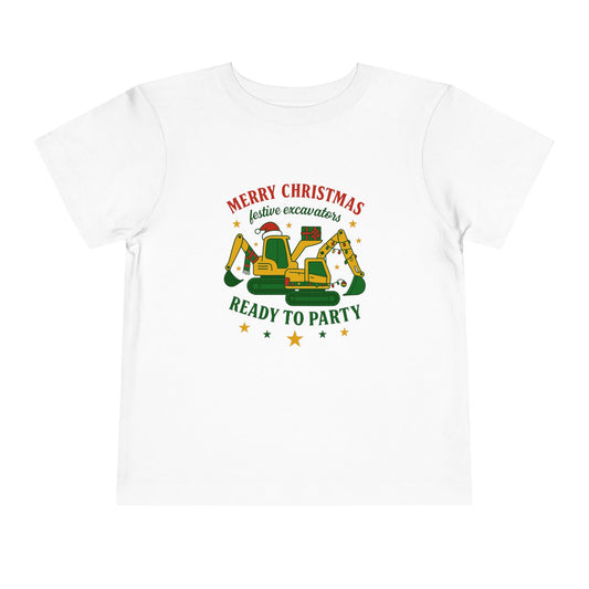 Christmas Excavators Toddler Short Sleeve Tee