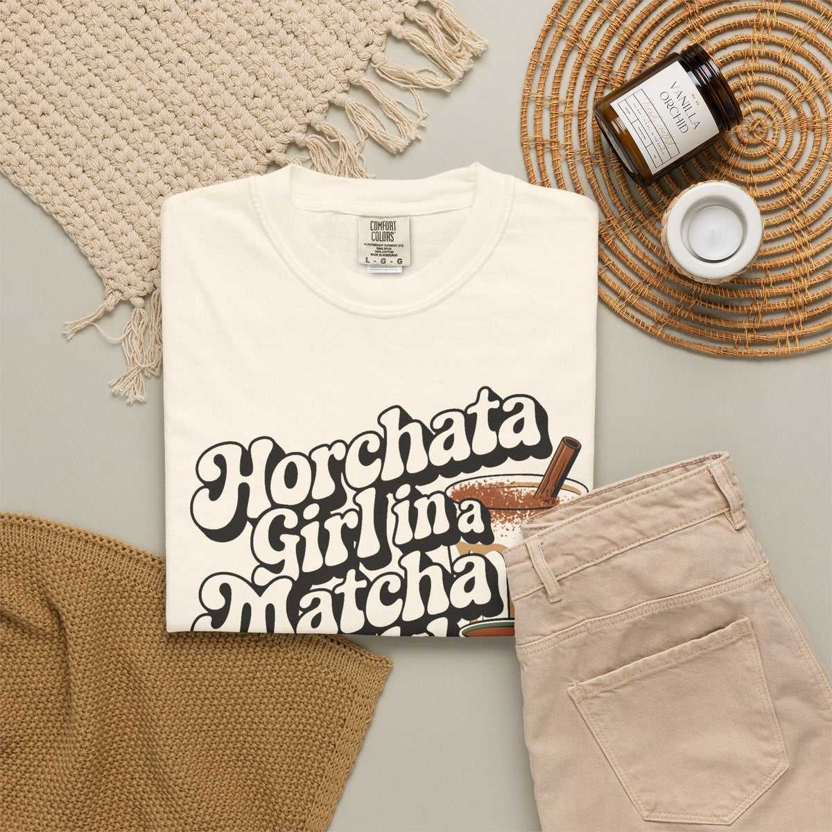 Horchata Girl in a Matcha World Tee - Funny Latina Shirt - Horchata Lover Gift