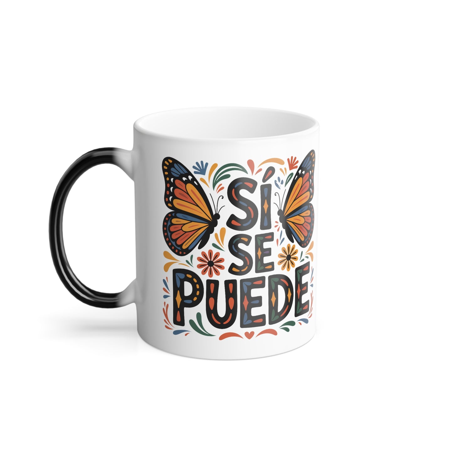 Si Se Puede Color Changing Mug | Latina Empowerment Gift | Monarch Butterfly Magic Mug | Latina Gift for Her | Inspirational Coffee Cup