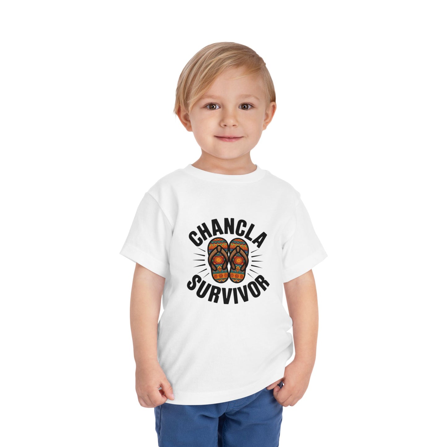 Chancla Survivor Kids T-Shirt - Funny Latino Heritage Tee - Hispanic Pride Gift - Mexican Humor Shirt - Abuela Power - Cultura Latina
