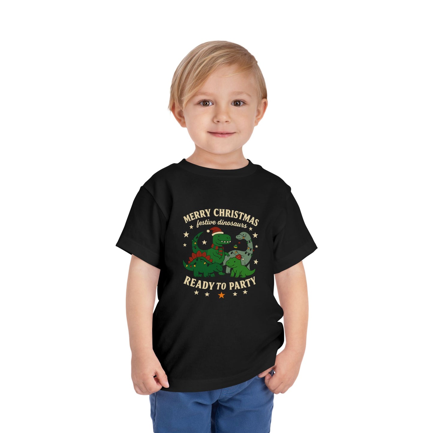 Christmas Dinosaurs Toddler Short Sleeve Tee