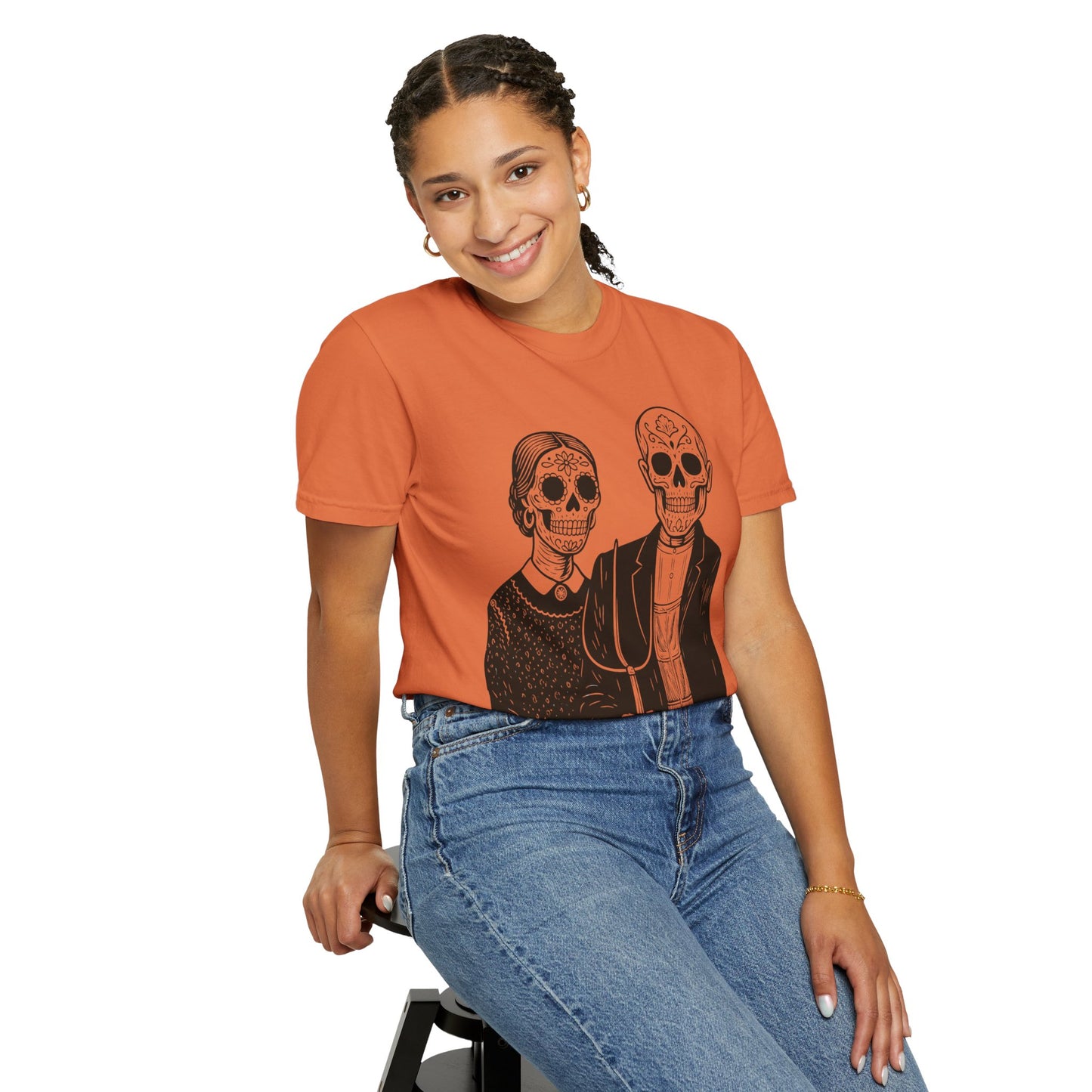 Somos De la Tierra | Dia De los Muertos Fine Art Shirt, Eskeletos  American Gothic Remix, Latina owned business support,