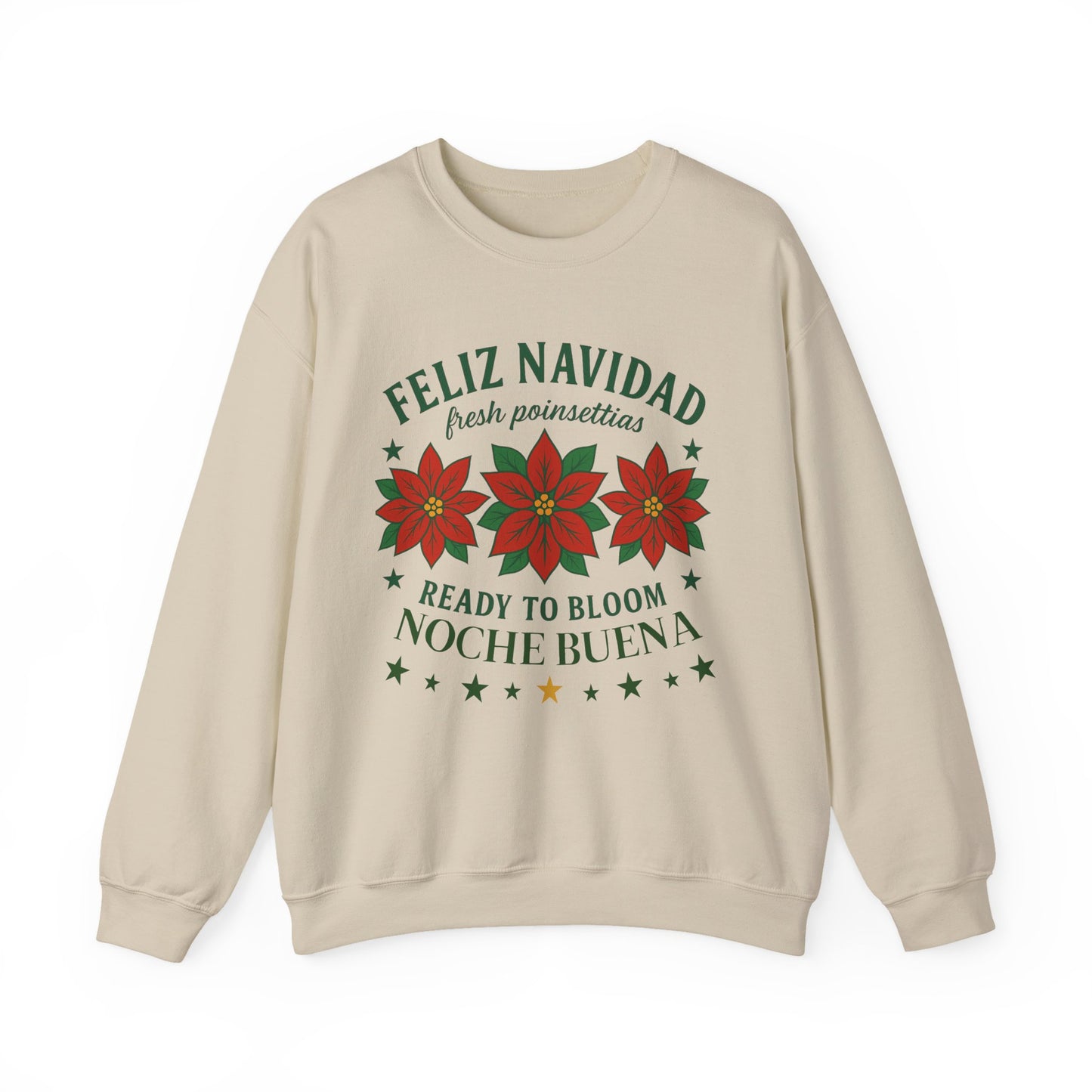 Noche Buena Poinsettia Crewneck Sweater | Feliz Navidad Latino Sweater Gift