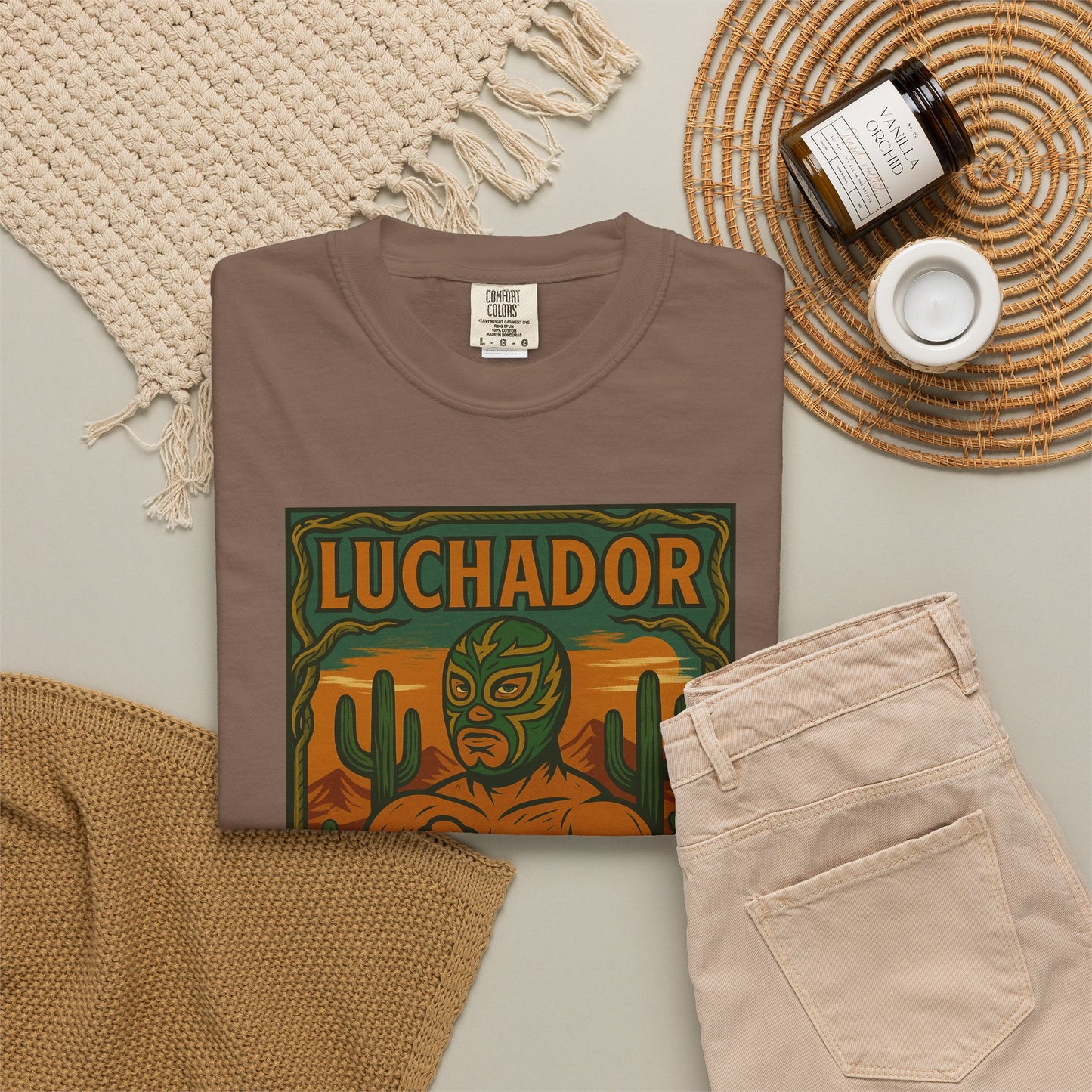 Desert Luchador T-Shirt, Mexican Wrestling Tee, Lucha Libre Plant Shirt, Unisex Top, Cinco de Mayo Gift, Festival Apparel