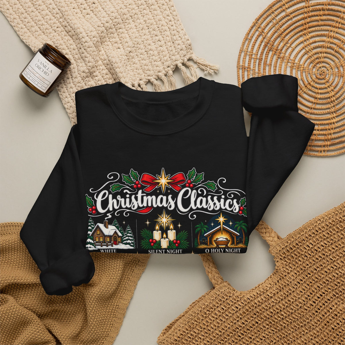 Christmas Classics Sweatshirt - Christmas Song Sweater - Silent Night O Holy Night - Cozy Nostalgic Christmas Music Gift