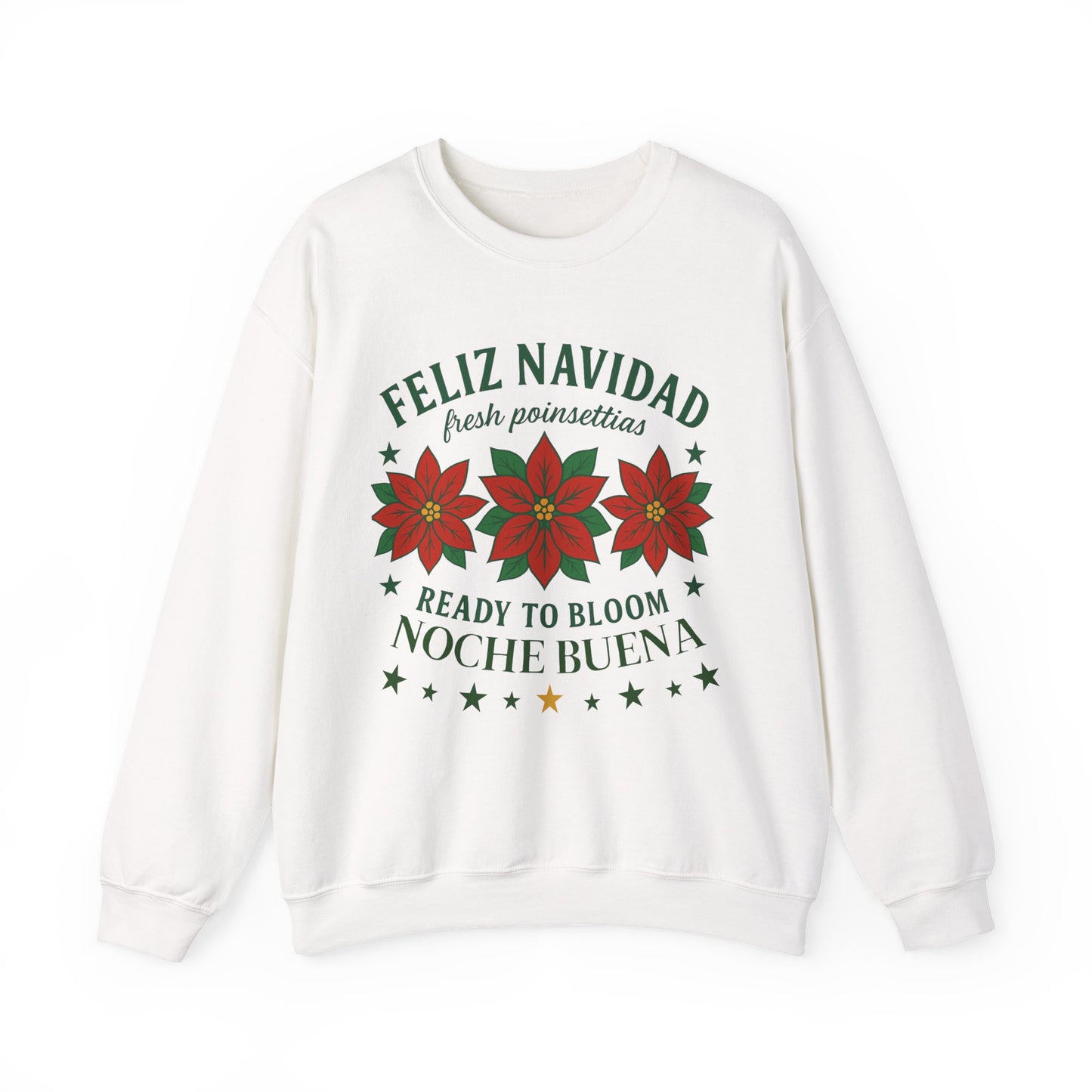 Noche Buena Poinsettia Crewneck Sweater | Feliz Navidad Latino Sweater Gift