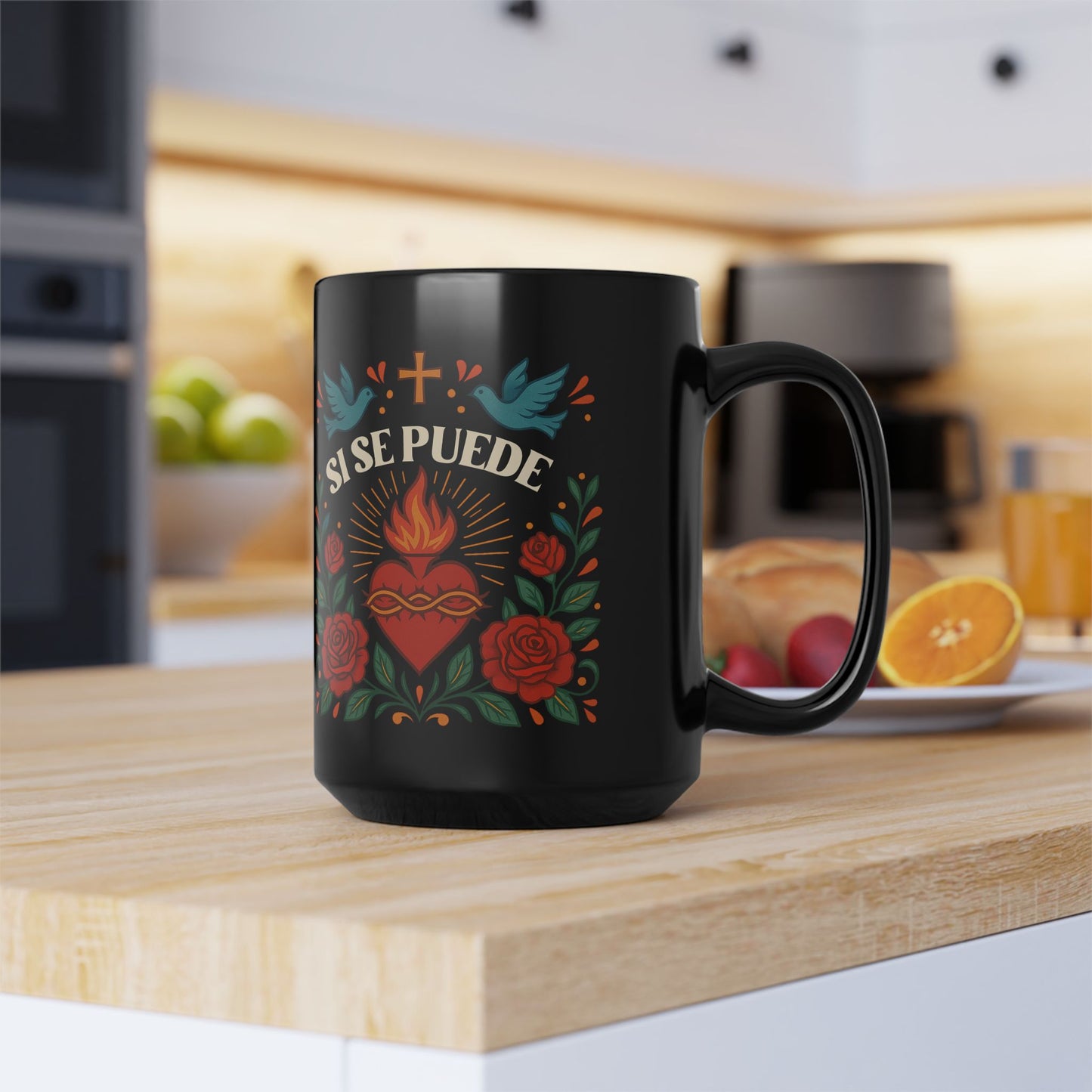 Si Se Puede | Black Mug, 15oz Tazo de Regalo | Taza de Cafe