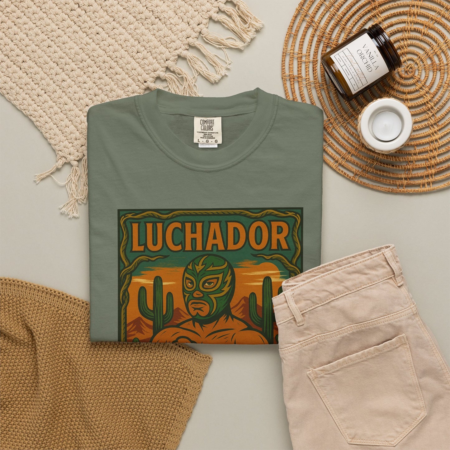Desert Luchador T-Shirt, Mexican Wrestling Tee, Lucha Libre Plant Shirt, Unisex Top, Cinco de Mayo Gift, Festival Apparel