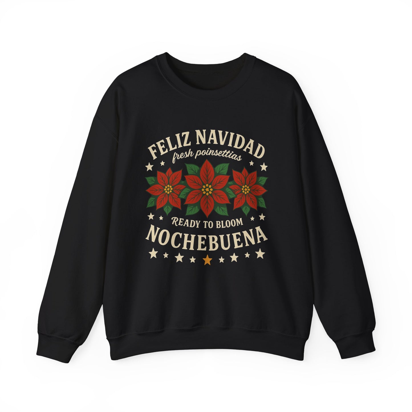 Noche Buena Poinsettia Crewneck Sweater | Feliz Navidad Latino Sweater Gift