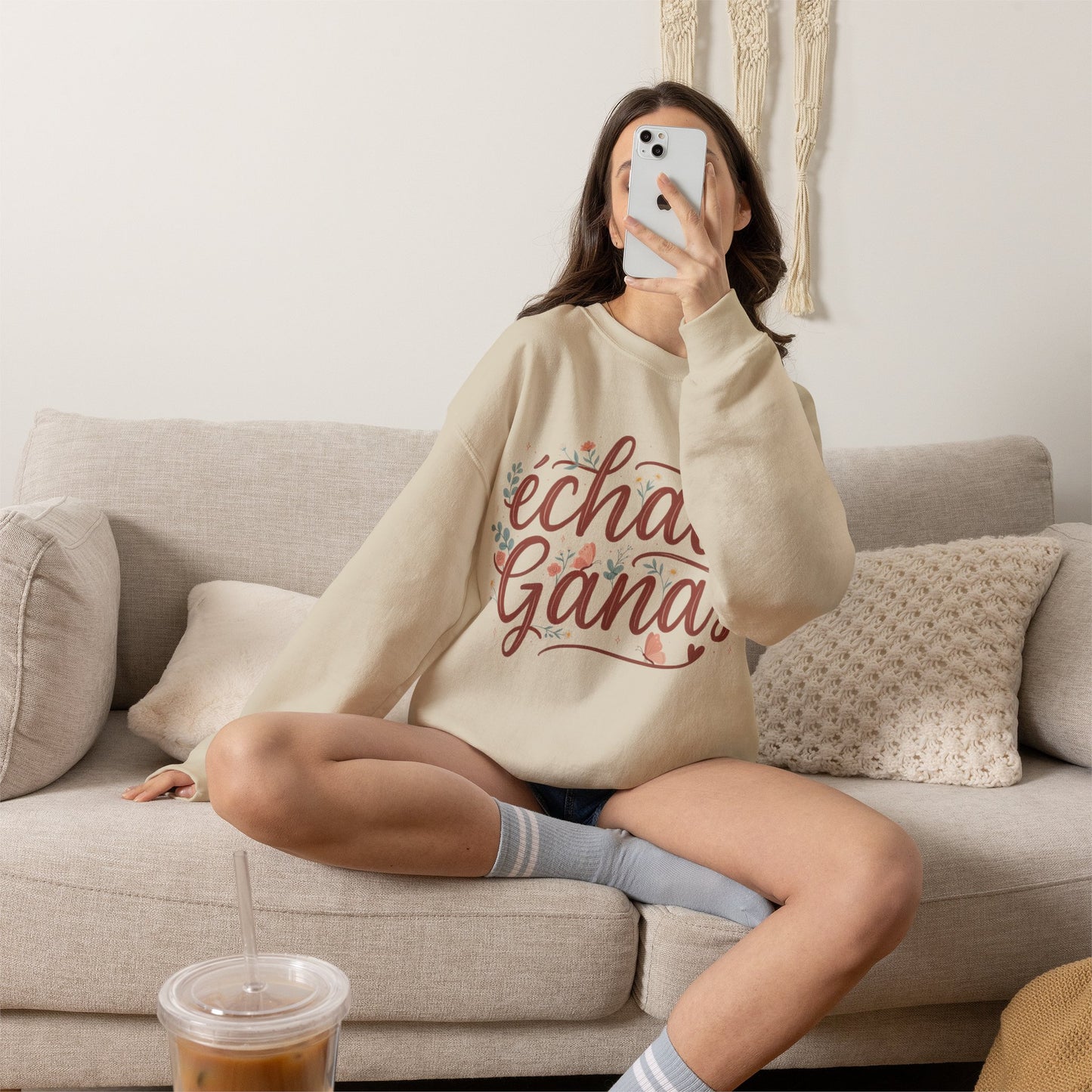 Echale Ganas Sweatshirt - Latina Motivational Gift - Spanish Inspirational Pullover for Her - Latina Pride Sudadera