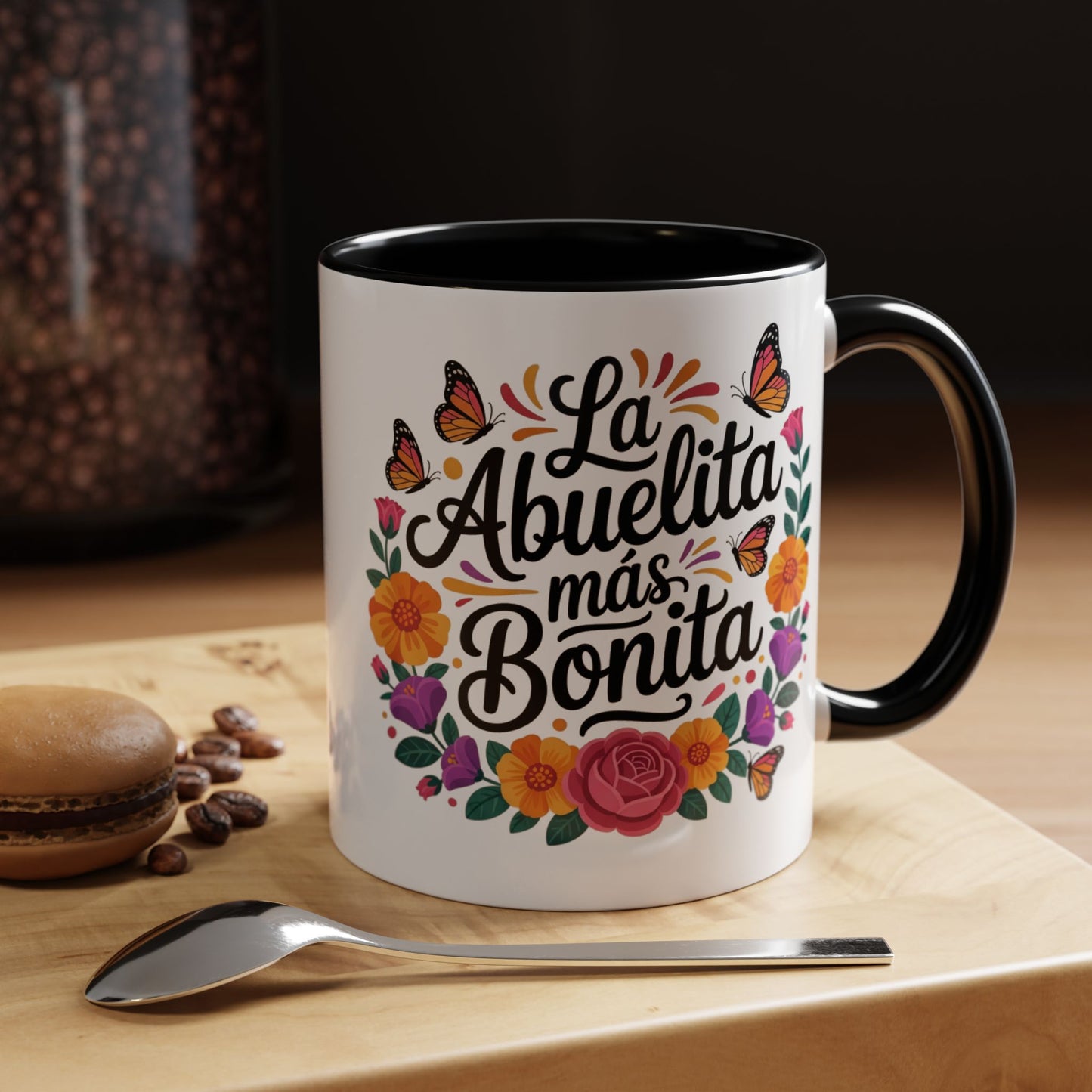 La Abuelita Mas Bonita Mug Butterfly Floral | Abuelita Gift Coffee Cup | Monarch Grandma Mug | Latina Grandmother Gift | Spanish Gift Her