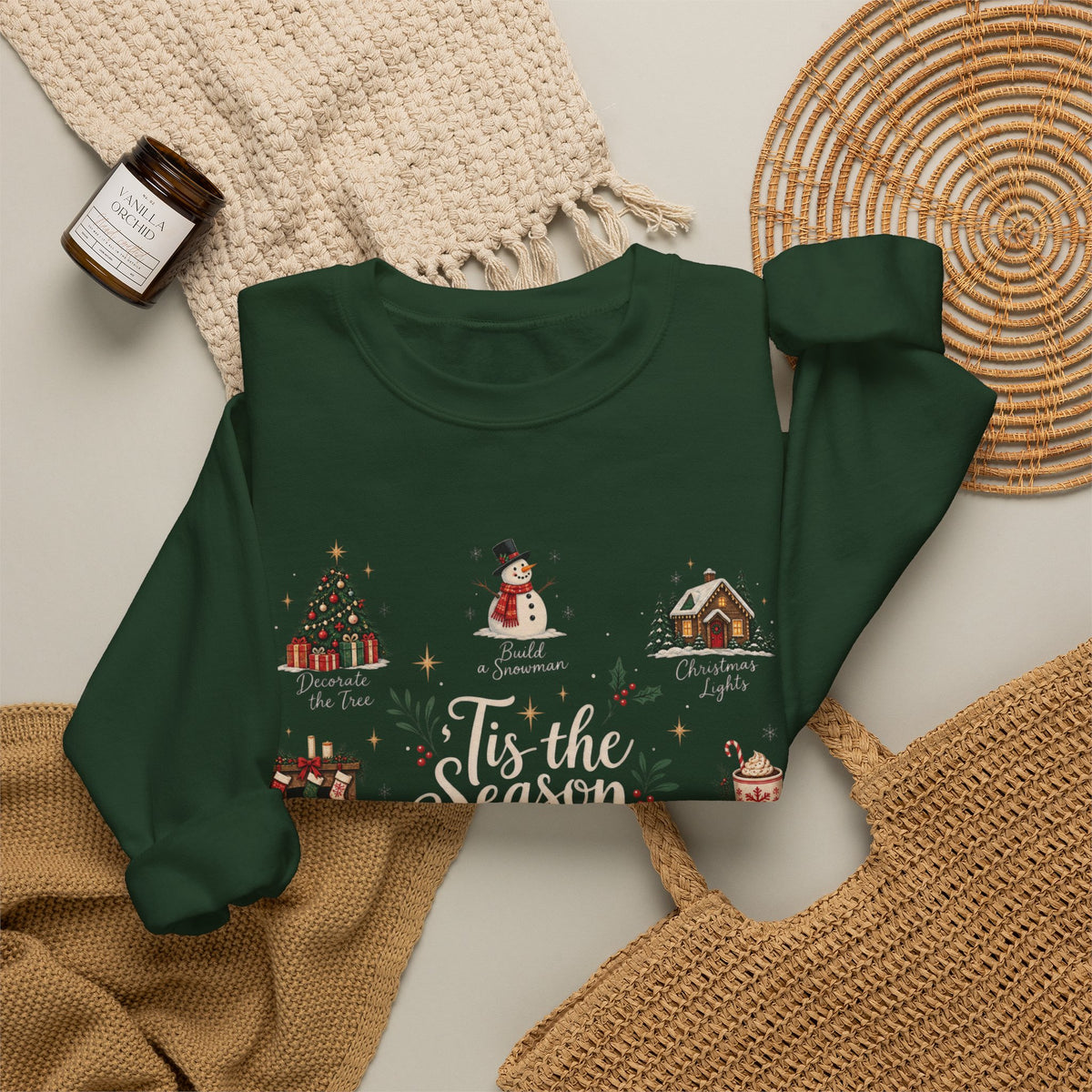 Tis the Season Sweatshirt - Cozy Christmas Sweater - Christmas Movie Night Hot Cocoa - Bake the Cookies Holiday Gift