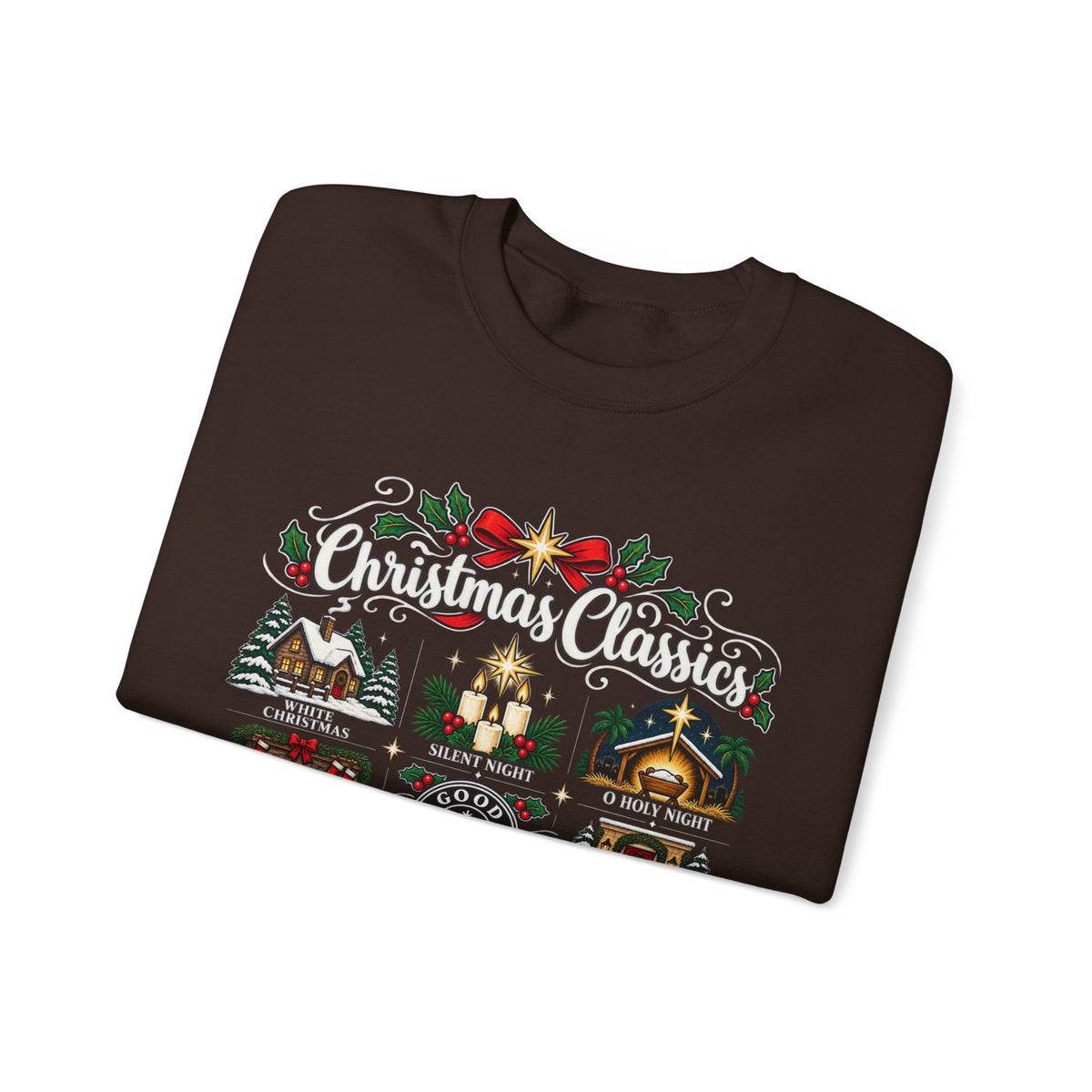 Christmas Classics Sweatshirt - Christmas Song Sweater - Silent Night O Holy Night - Cozy Nostalgic Christmas Music Gift