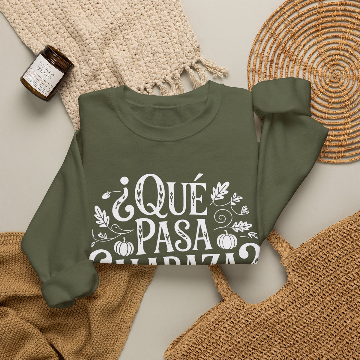 Que Pasa Calabaza Sweatshirt - Funny Hispanic Saying Gift - Latino Culture Bilingual Apparel - Pumpkin Spanish Shirt