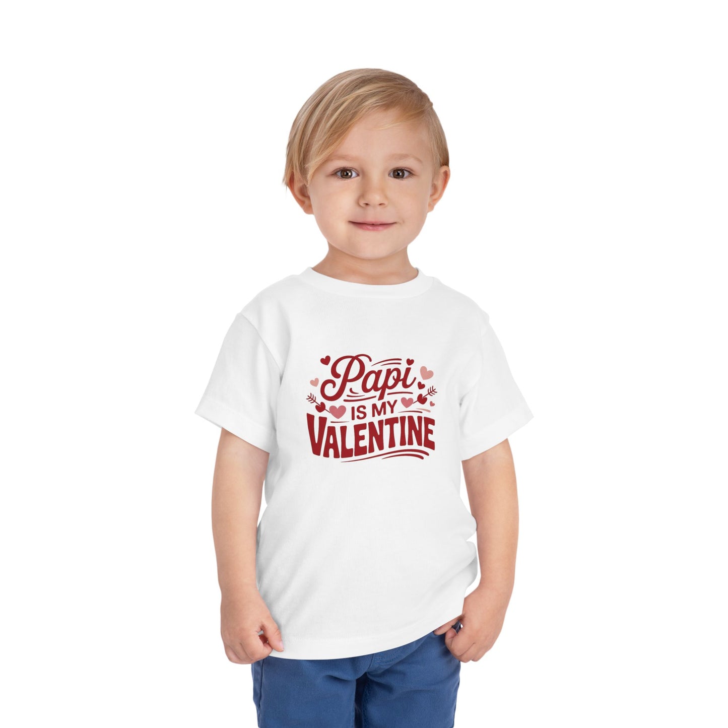 Papi is my Valentine Toddler Short Sleeve Tee
