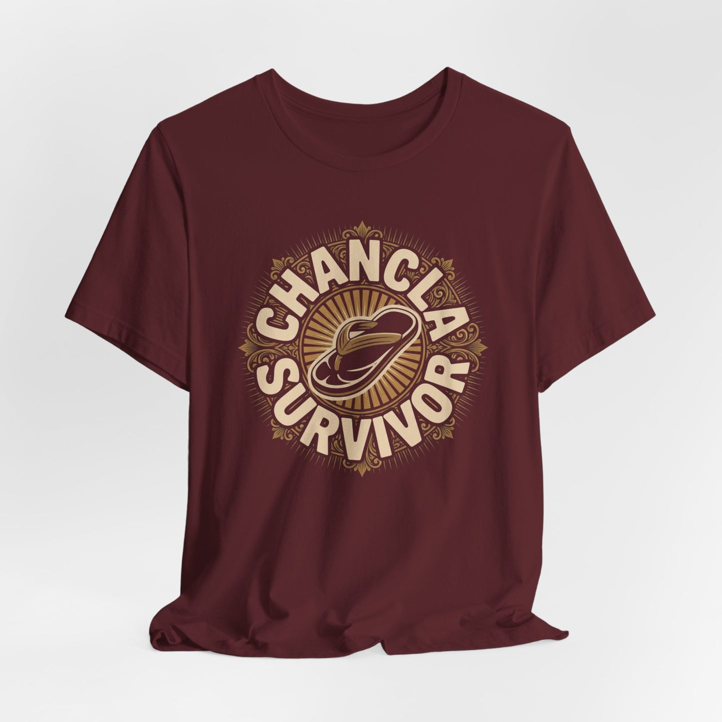 Chancla Survivor T-Shirt - Funny Latino Heritage Tee - La Chancla Power Gift - Mexican Humor Shirt - Hispanic Comedy Tee - Abuela Gift