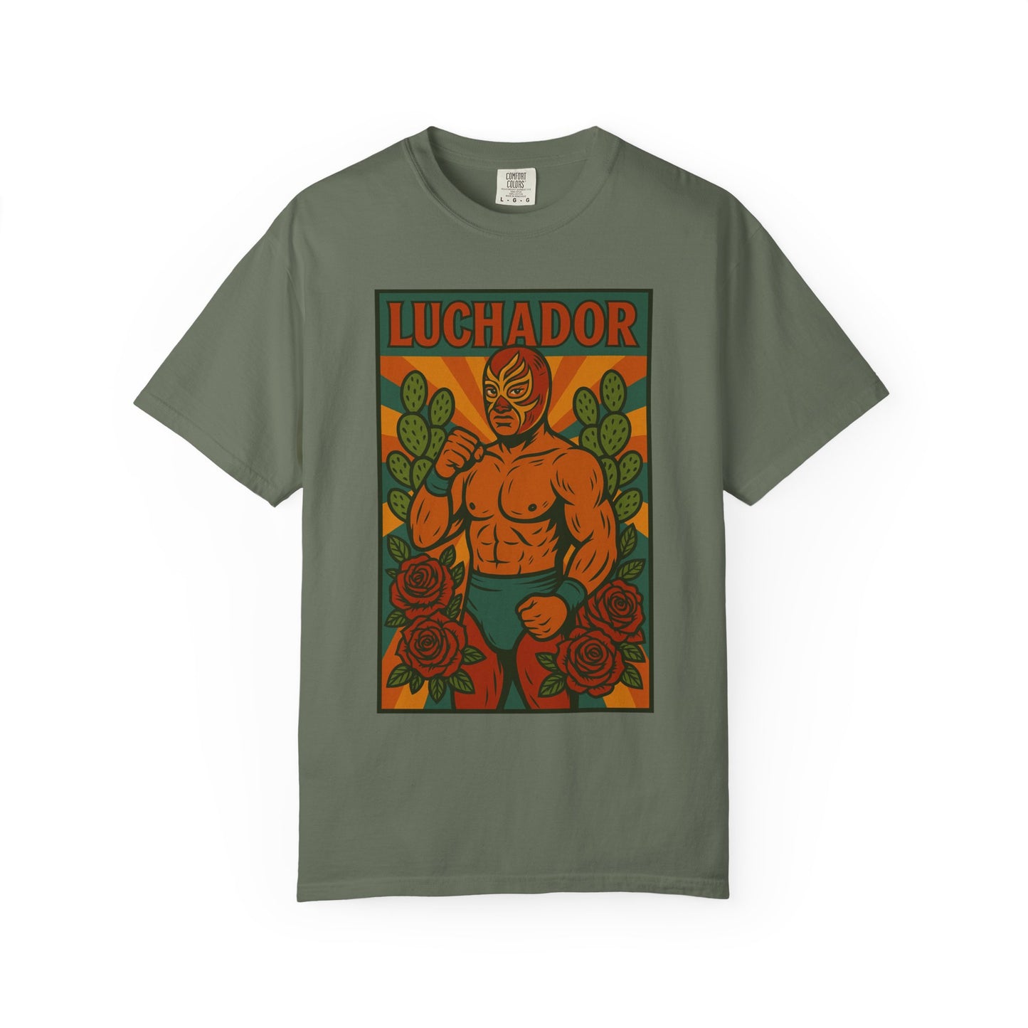 Luchador Nopales T-Shirt, Mexican Wrestling Tee, Lucha Libre Plant Shirt, Unisex Top, Cinco de Mayo Gift, Festival Apparel