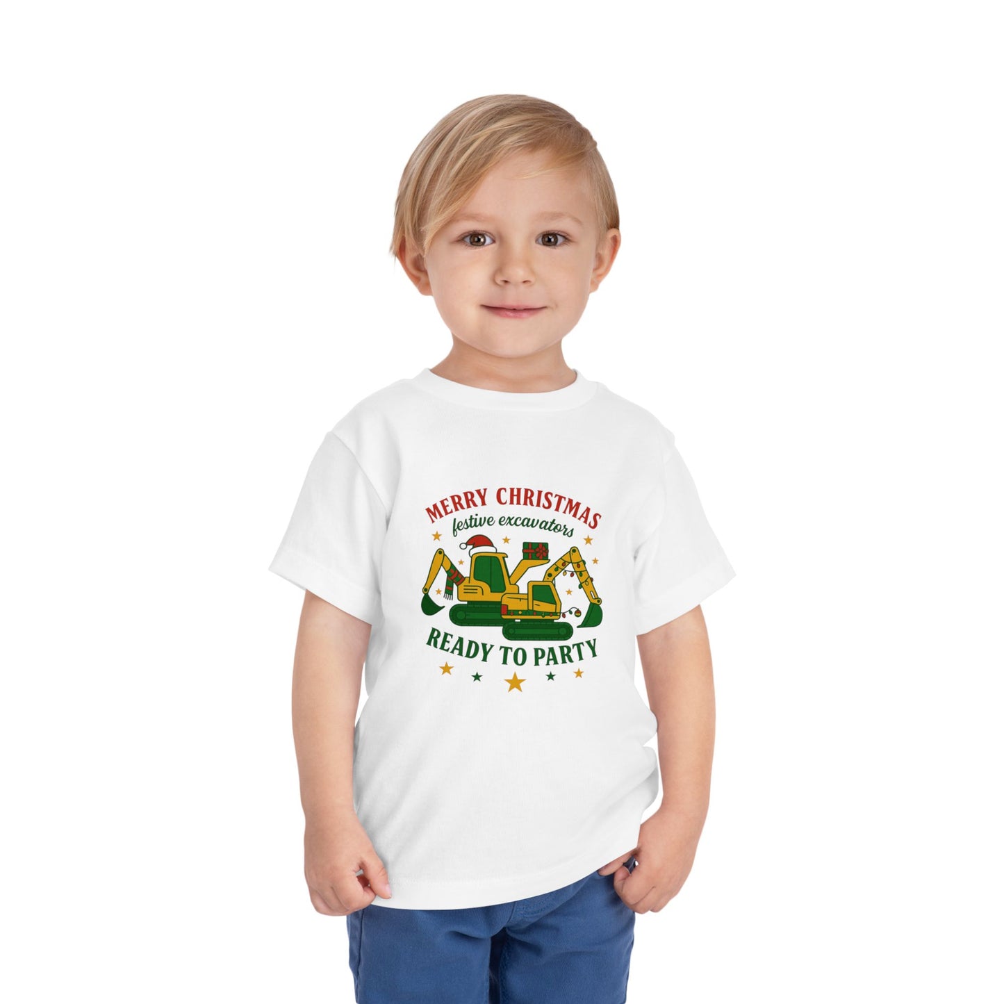 Christmas Excavators Toddler Short Sleeve Tee