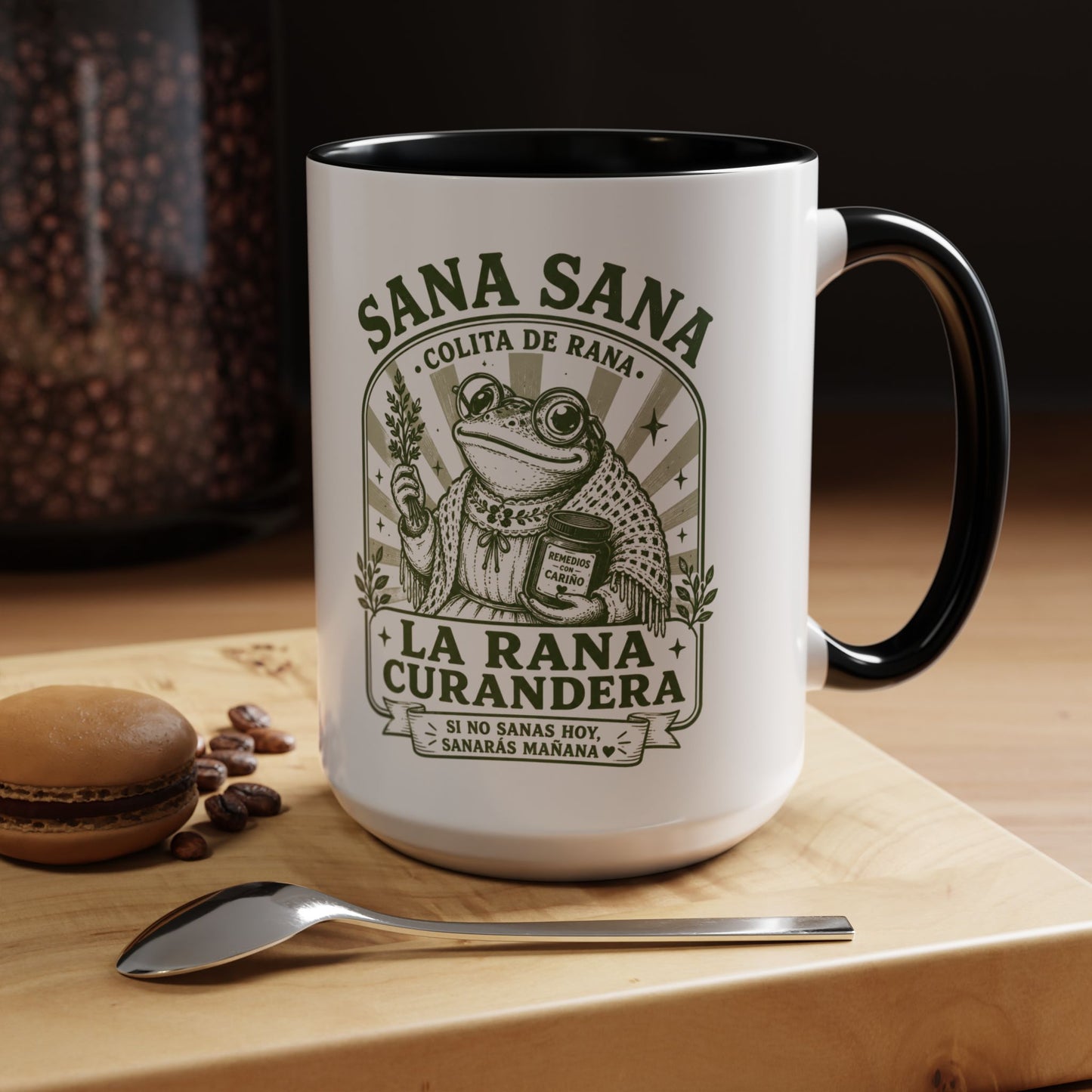 Colita De Rana Mug - Funny Spanish Saying Coffee Cup - Latina Gift Taza Divertida - Bilingual Humor Mug for Her