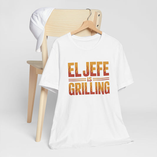 El Jefe is Grilling T-Shirt - Latino Boss Man Shirt, Hispanic Pride Tee, Spanish Jefe Gift, Latino Heritage Clothing