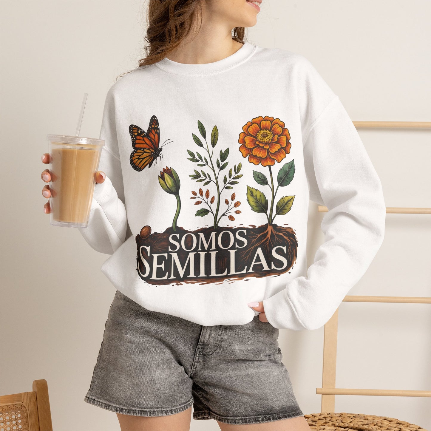 Somos Semillas Sweatshirt - Latino Heritage Pride Wear - Bilingual Apparel Gift for Hispanic Culture Lovers