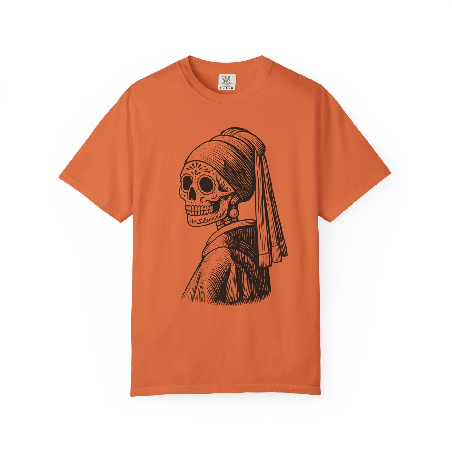 Girl with the Pearl Earring Calavera Tee | Dia De los Muertos Fine Art Shirt, Eskeletos Remix, Latina owned business support,