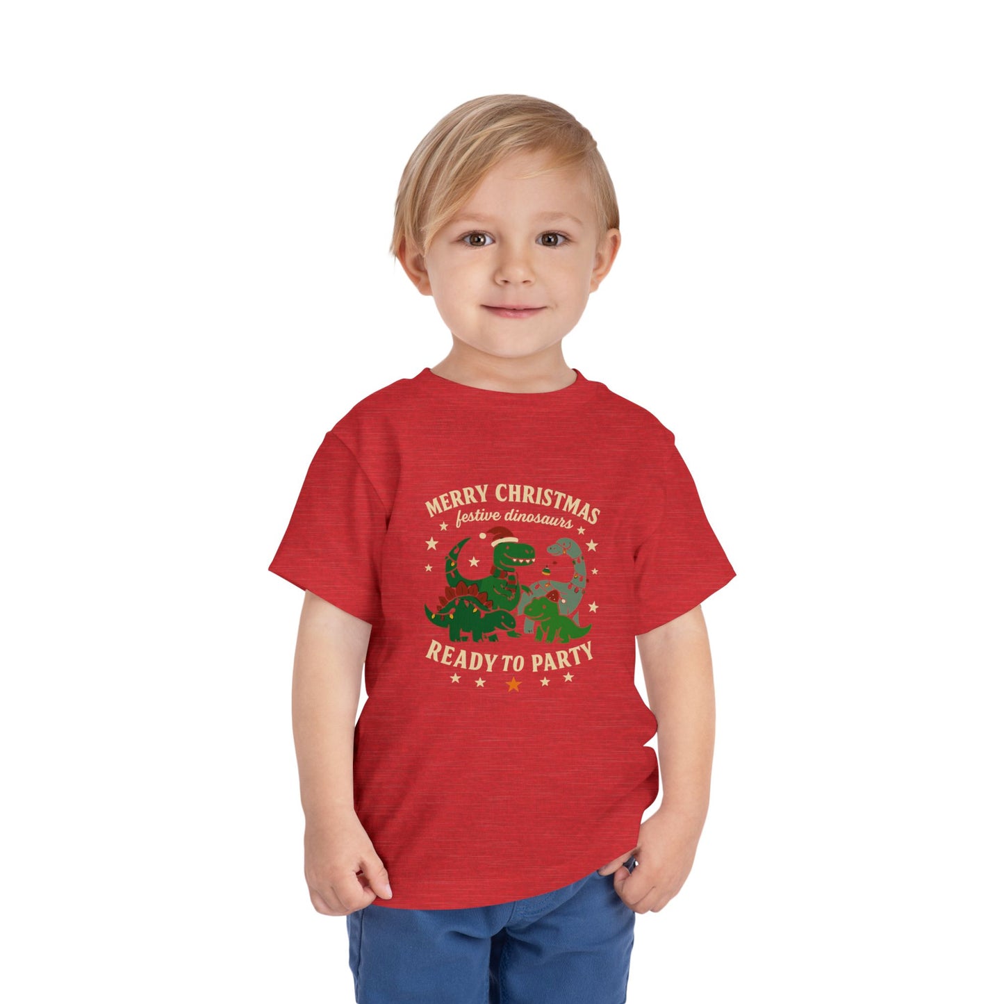 Christmas Dinosaurs Toddler Short Sleeve Tee