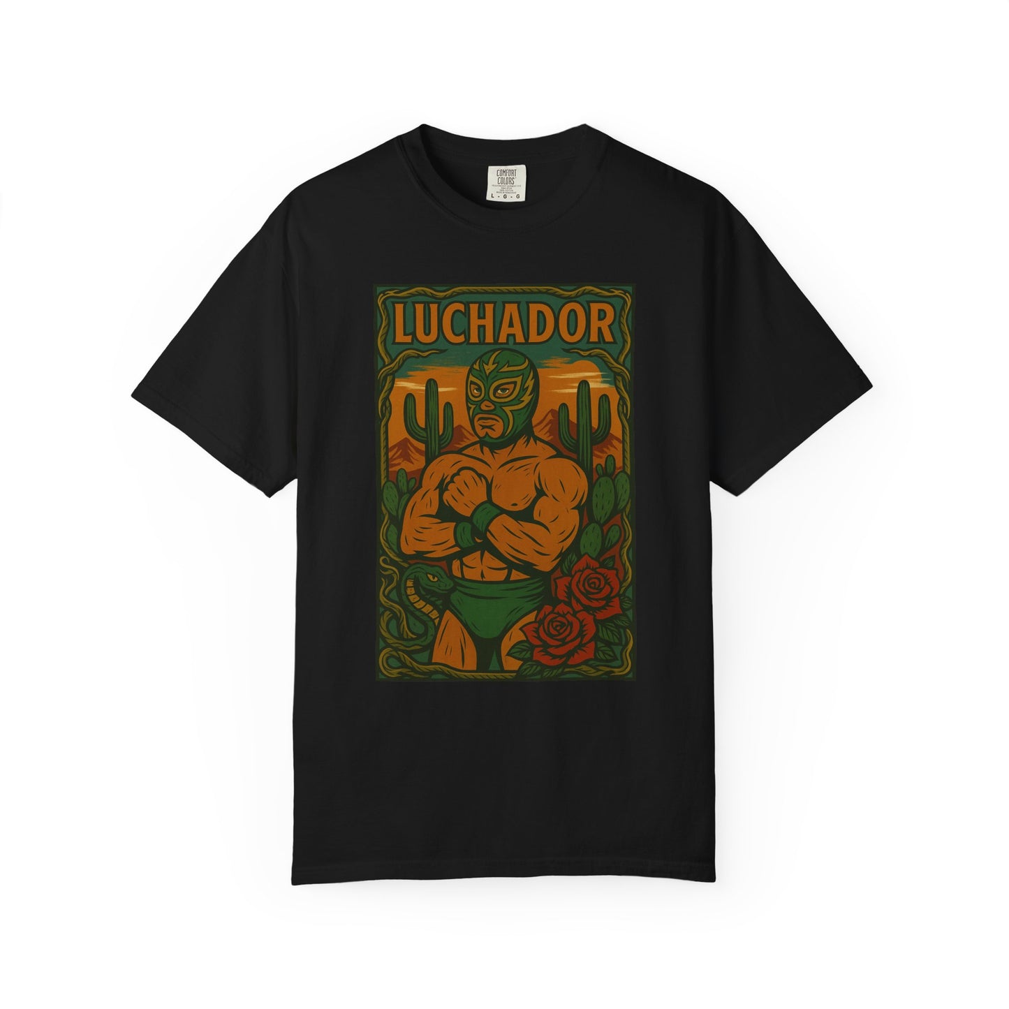 Desert Luchador T-Shirt, Mexican Wrestling Tee, Lucha Libre Plant Shirt, Unisex Top, Cinco de Mayo Gift, Festival Apparel