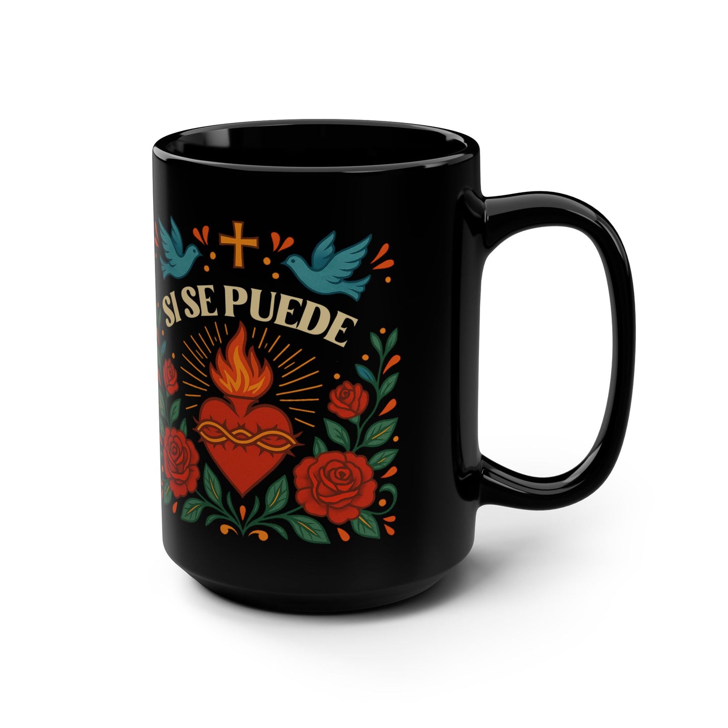 Si Su Puede Mug | When Your opinion is a Concha I'll Ask for it Navidad Mug Art | Black Mug, 15oz Tazo de Regalo | Taza de Navidad