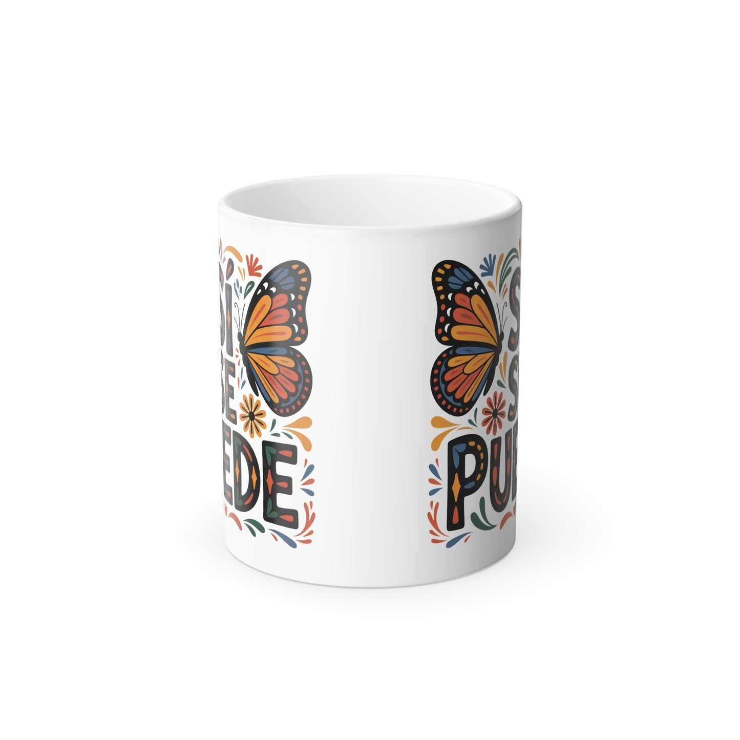 Si Se Puede Color Changing Mug | Latina Empowerment Gift | Monarch Butterfly Magic Mug | Latina Gift for Her | Inspirational Coffee Cup