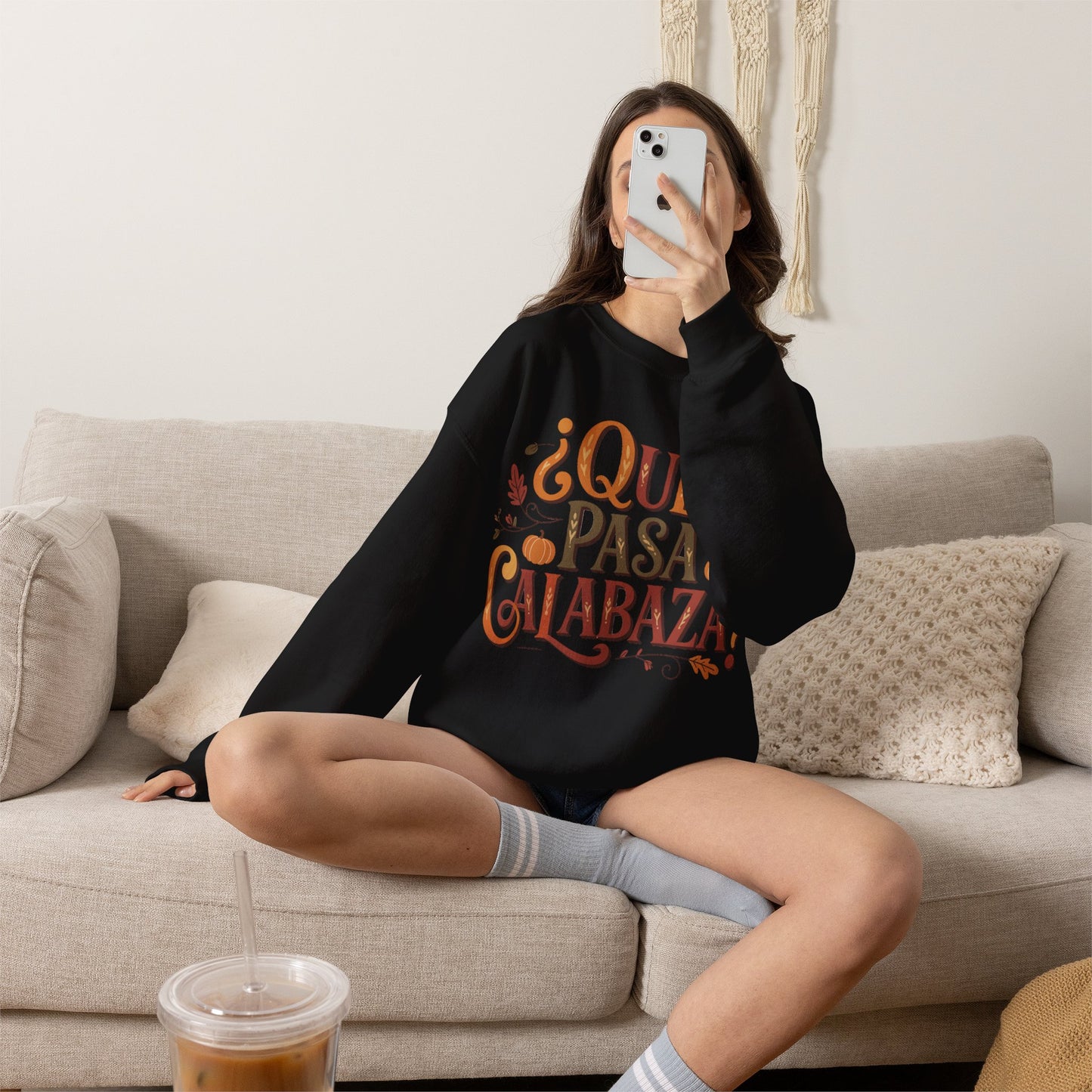 Que Pasa Calabaza Sweatshirt - Hispanic Heritage Fall Phrase - Latino Culture Pumpkin Season Shirt - Autumn Spanish Gift
