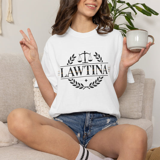 Lawtina Tee - Latina Lawyer Crest Shirt - Abogada Law School Gift