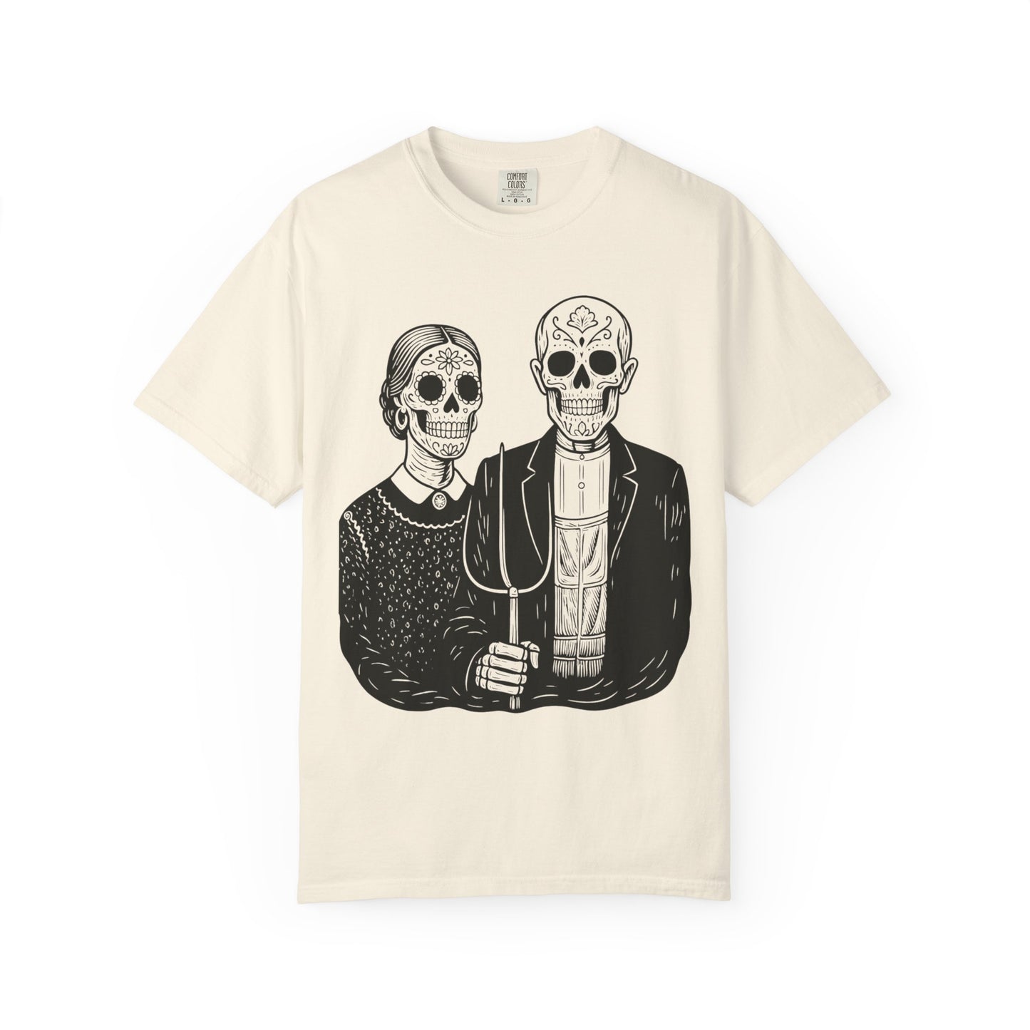Somos De la Tierra | Dia De los Muertos Fine Art Shirt, Eskeletos  American Gothic Remix, Latina owned business support,