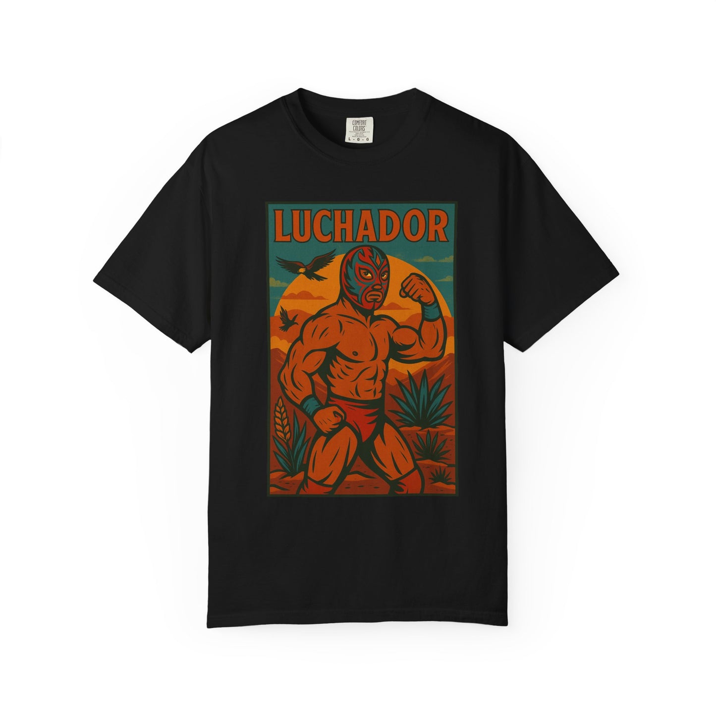 Luchador Agave & Eagle T-Shirt, Mexican Wrestling Tee, Lucha Libre Plant Shirt, Unisex Top, Cinco de Mayo Gift, Festival Apparel